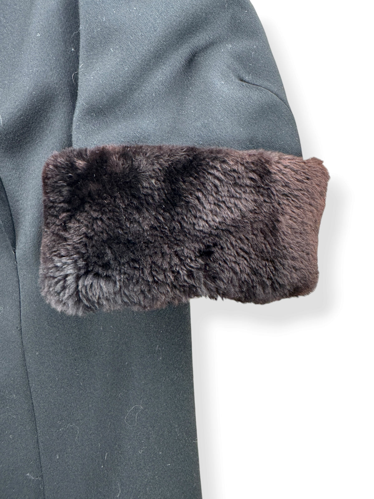 Fur cuffs on Vintage Black Swing Coat SZ M