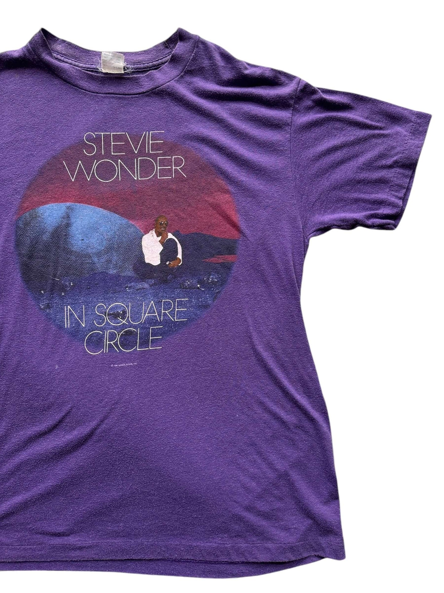 Front Left View of Vintage Stevie Wonder In Square Circle Tee XL