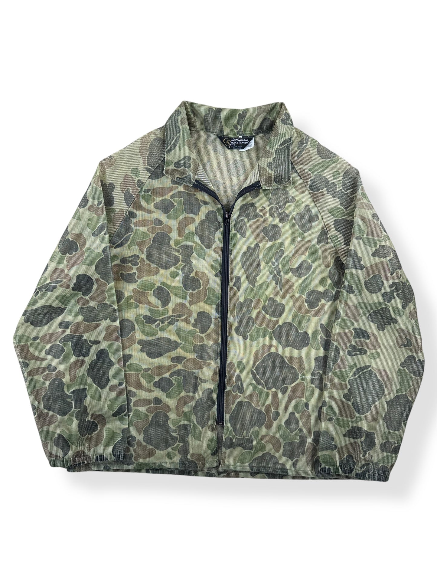 Front of Vintage Columbia Bug Mesh Camo Jacket SZ XL