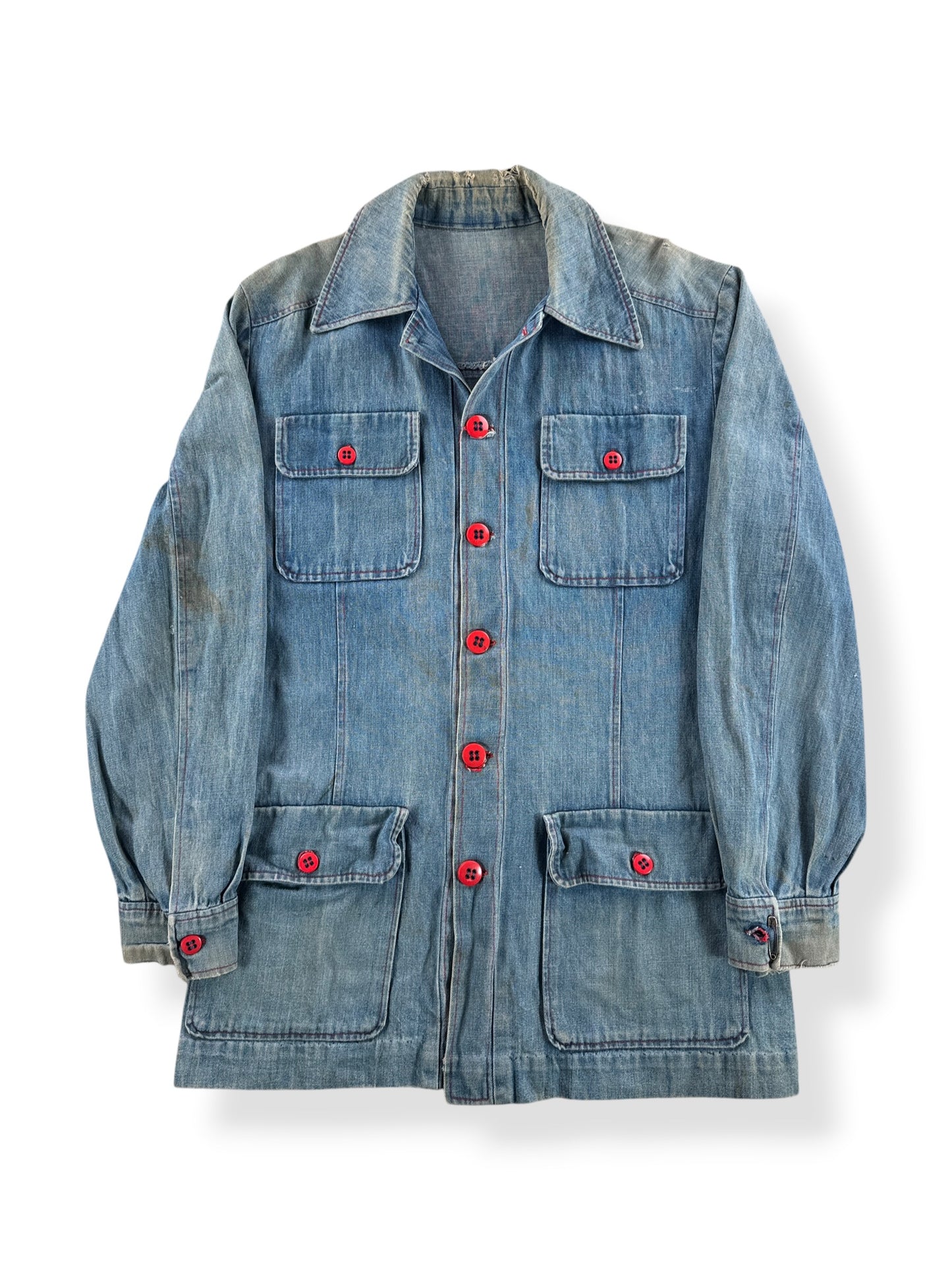 Front of Vintage Weird Denim Chore Coat SZ L