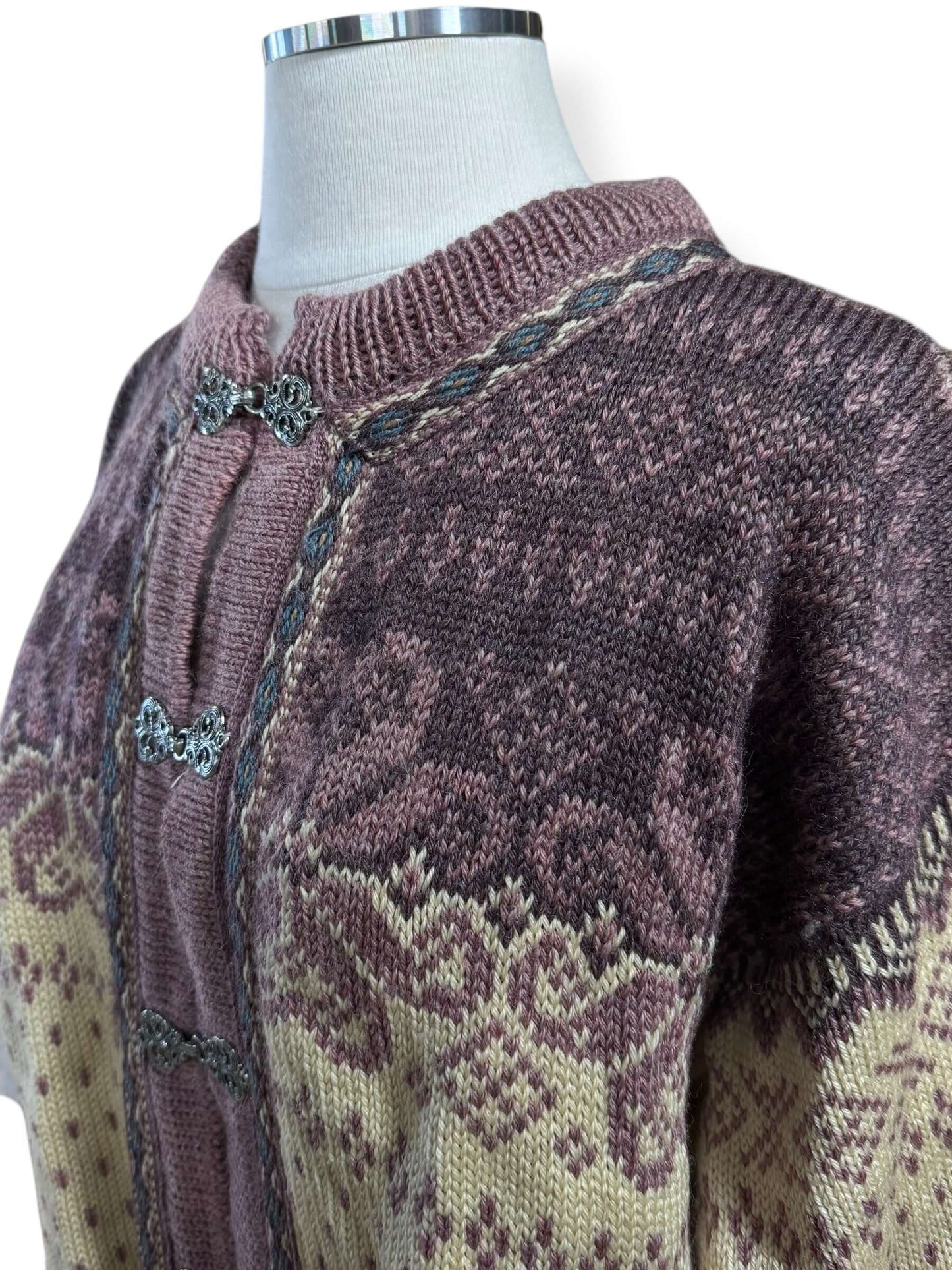 Side view of 1980s Dale of Norway Cardigan Sweater XL