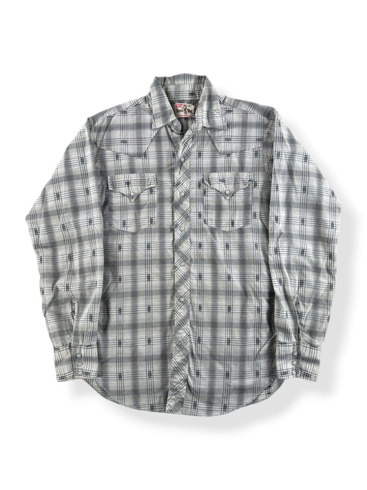 Front of Vintage Grey Levis Dan River Pearl Snap SZ M