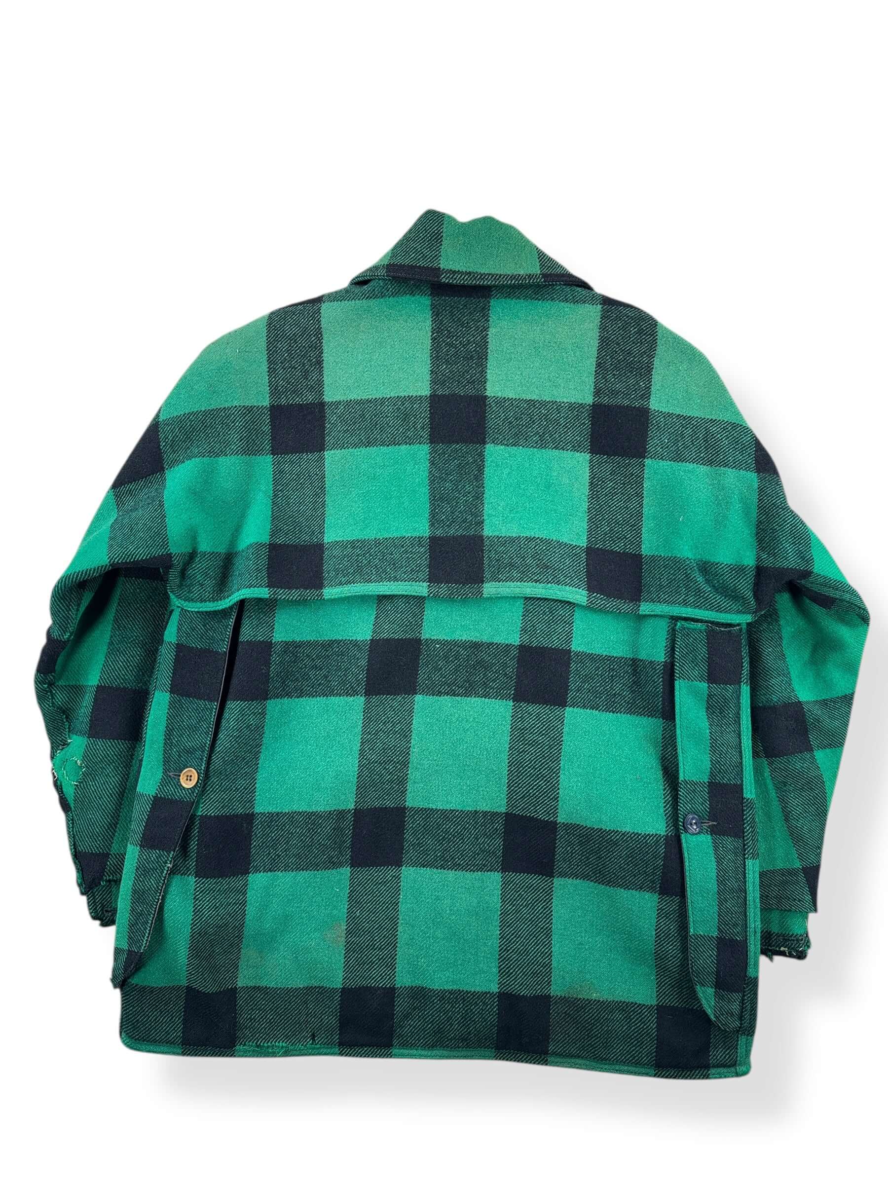 Back of Vintage Hirsch Weis Green Plaid Cape Coat SZ M