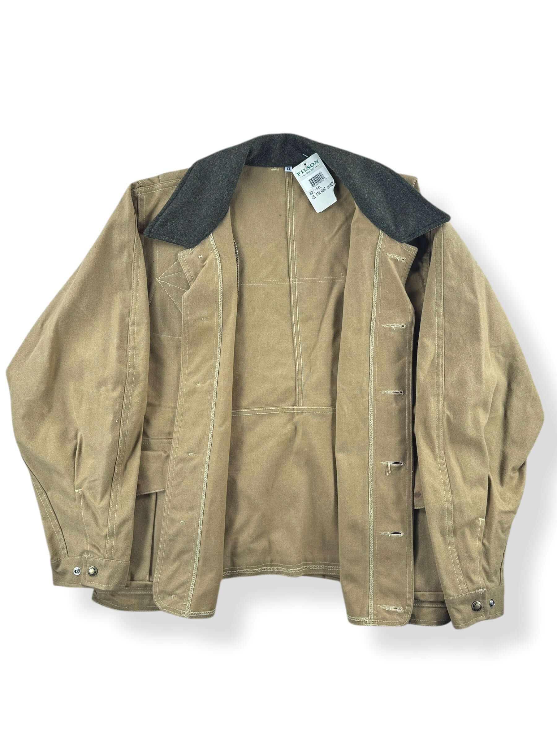 Inside of Vintage NOS Filson Oil Finish Hunting Jacket SZ XL