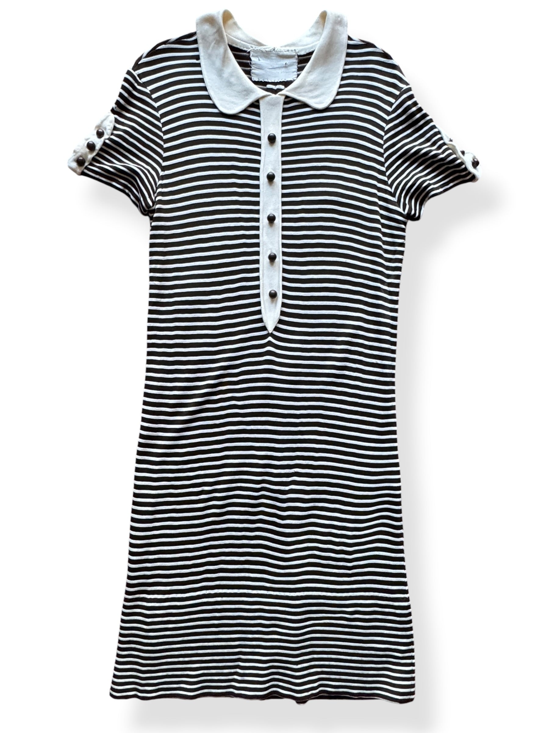 Front of Vintage 1940s Handmade Rayon Striped Dress SZ M