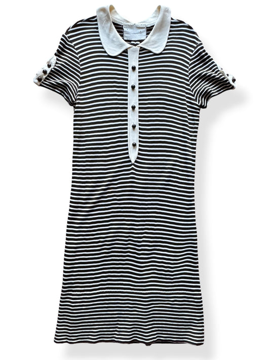 Front of Vintage 1940s Handmade Rayon Striped Dress SZ M