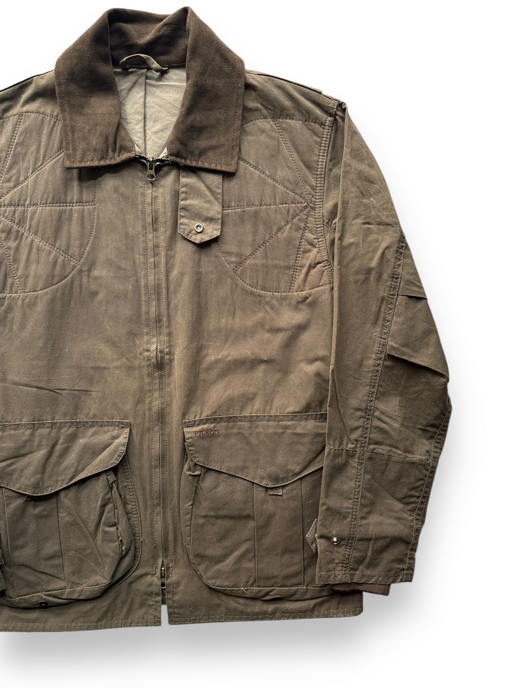 Front Left of Filson Oil Finish Cover Cloth Shooting Jacket SZ S