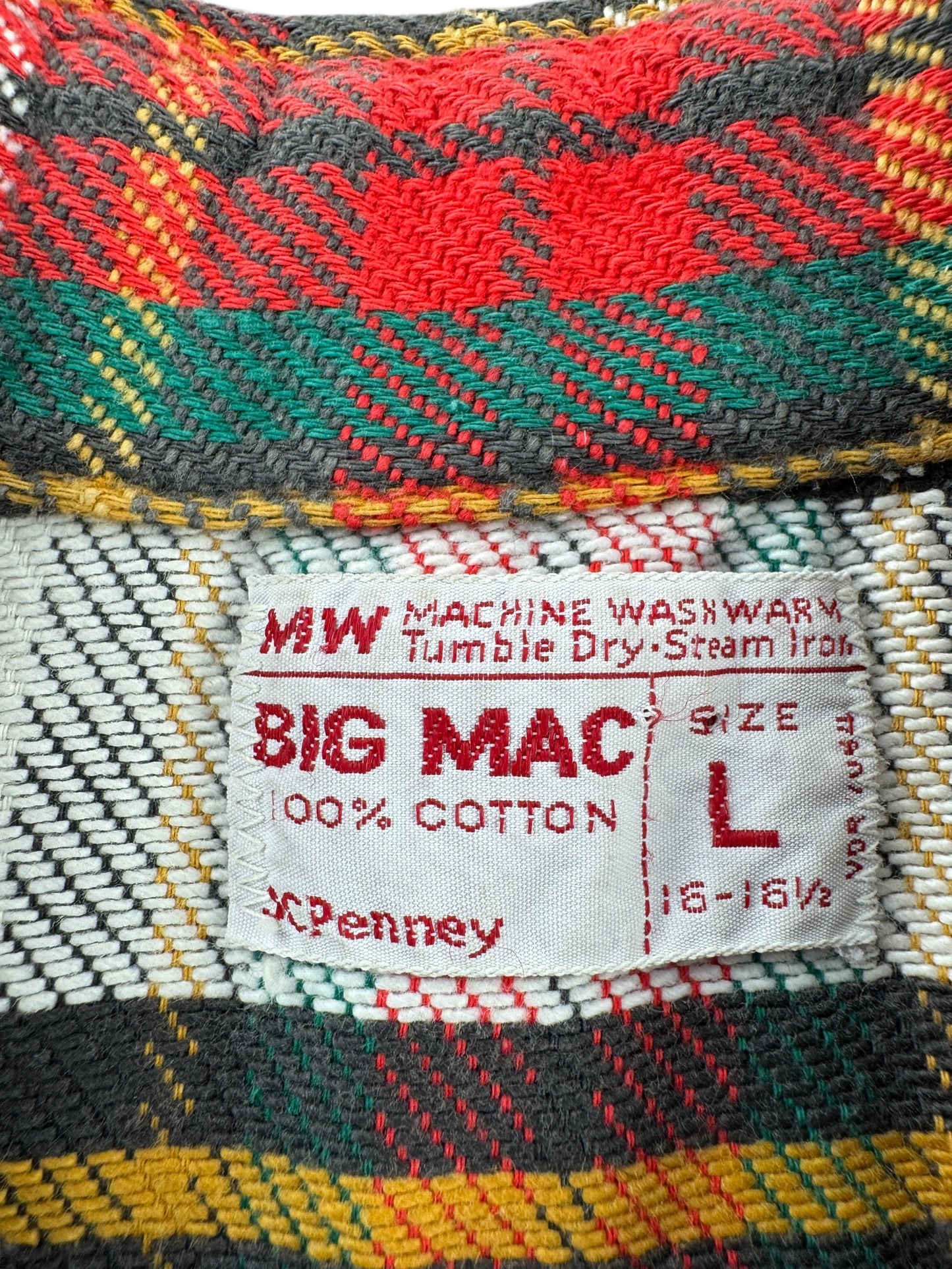 Label on Vintage 70s Big Mac Flannel SZ L