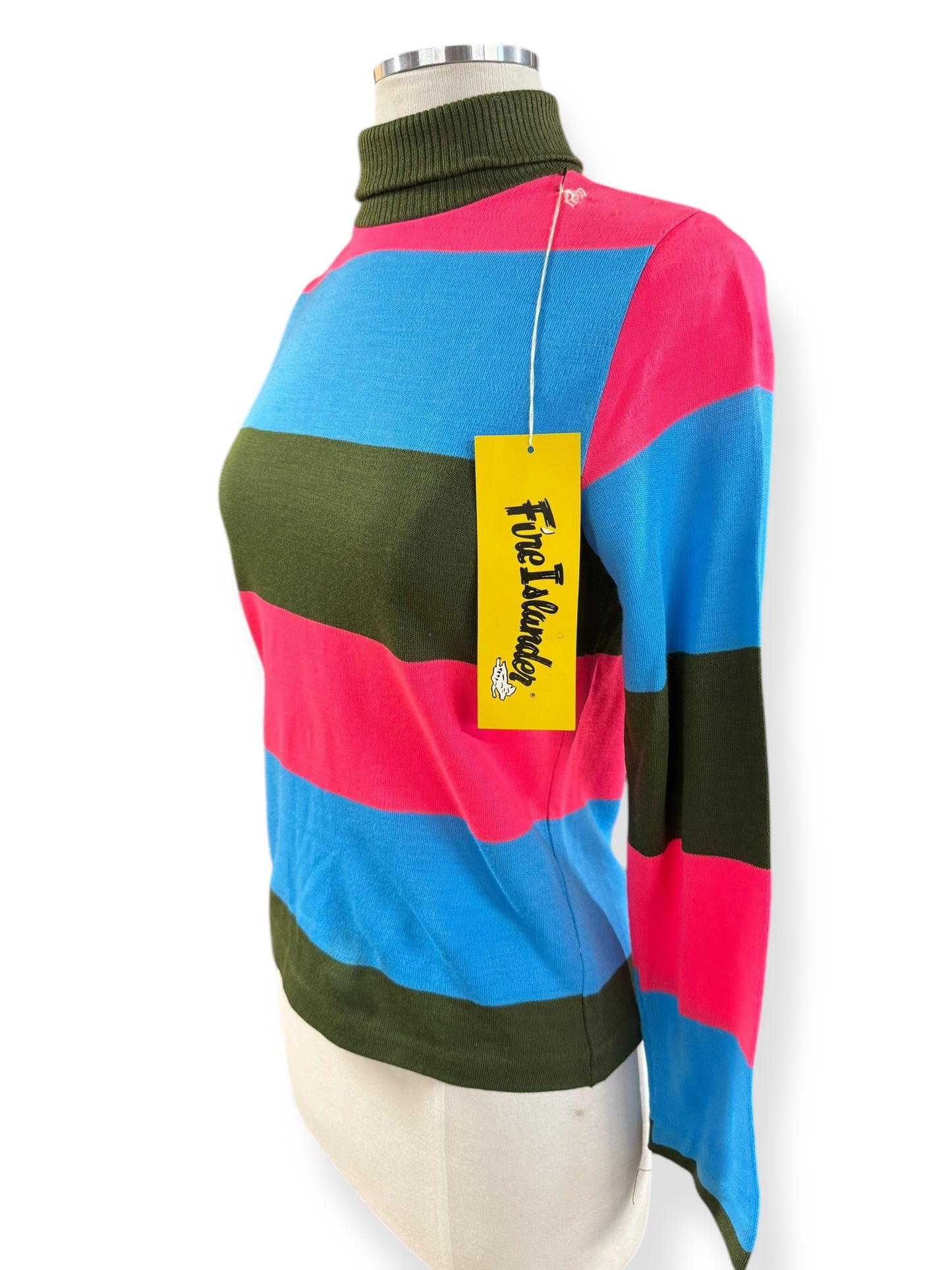 Side view of 1960s Fire Islander Striped Turtleneck S