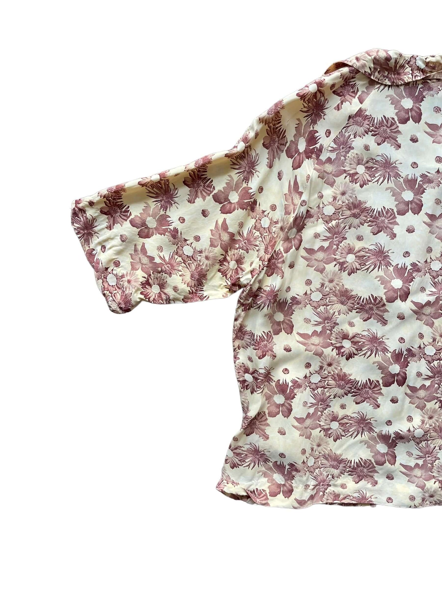 Back left side view of 1940s Rayon Floral PJ Top L-XL