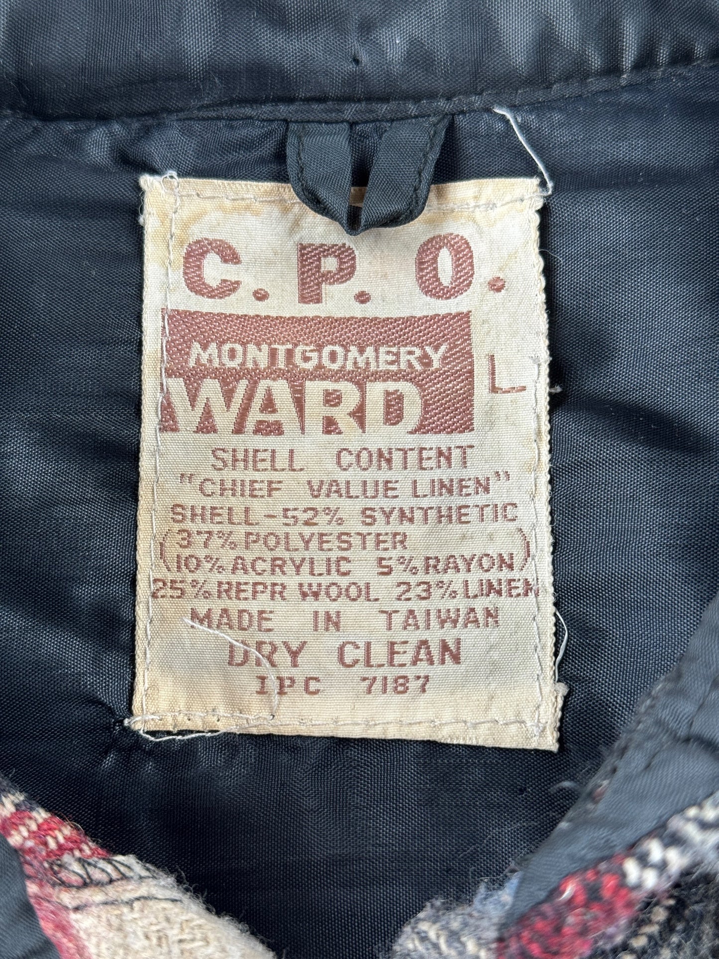 Tag on Vintage Montgomery Ward CPO Jacket SZ L