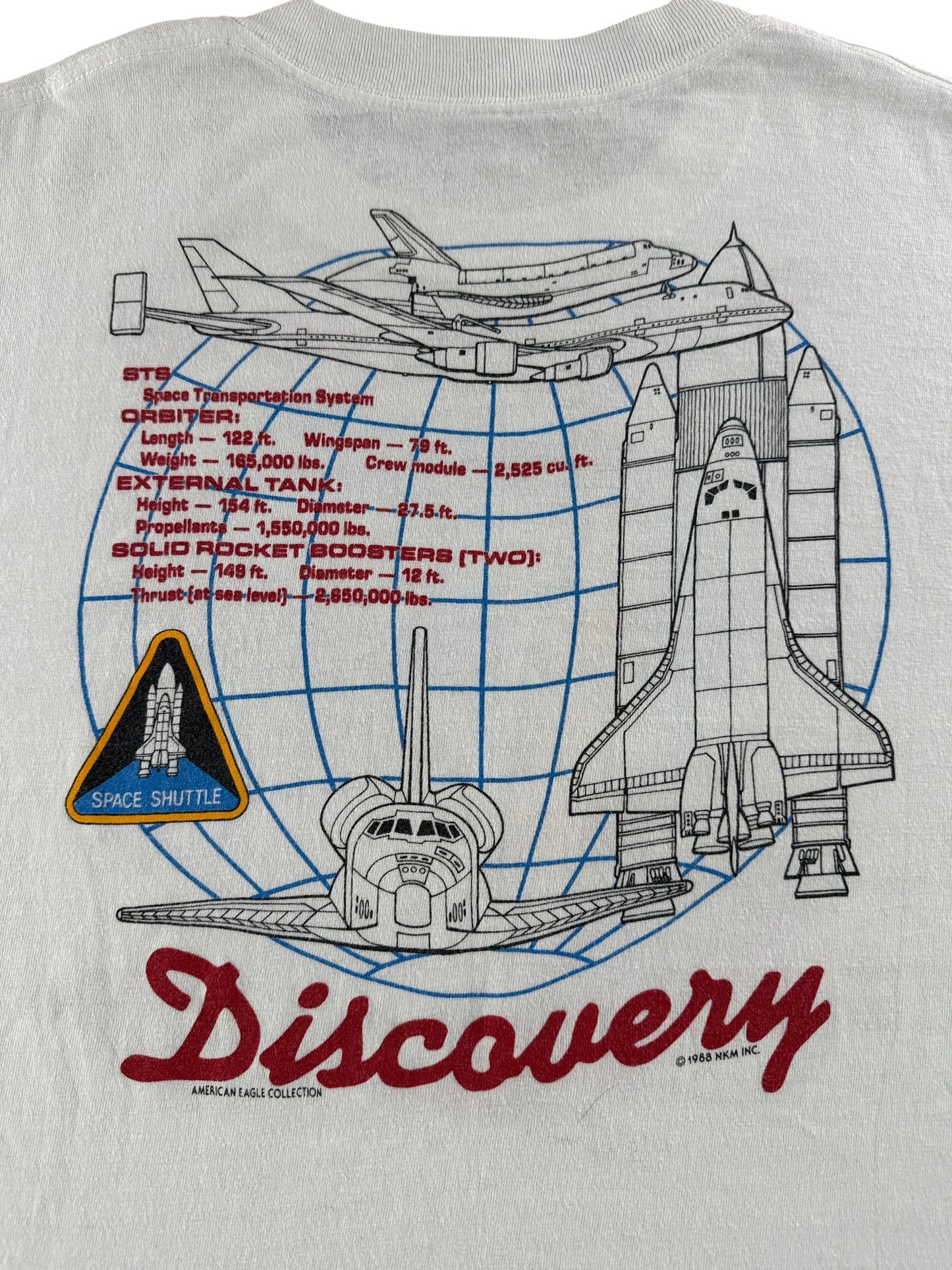 Back Graphic of Vintage Discovery Space Shuttle Tee SZ XL