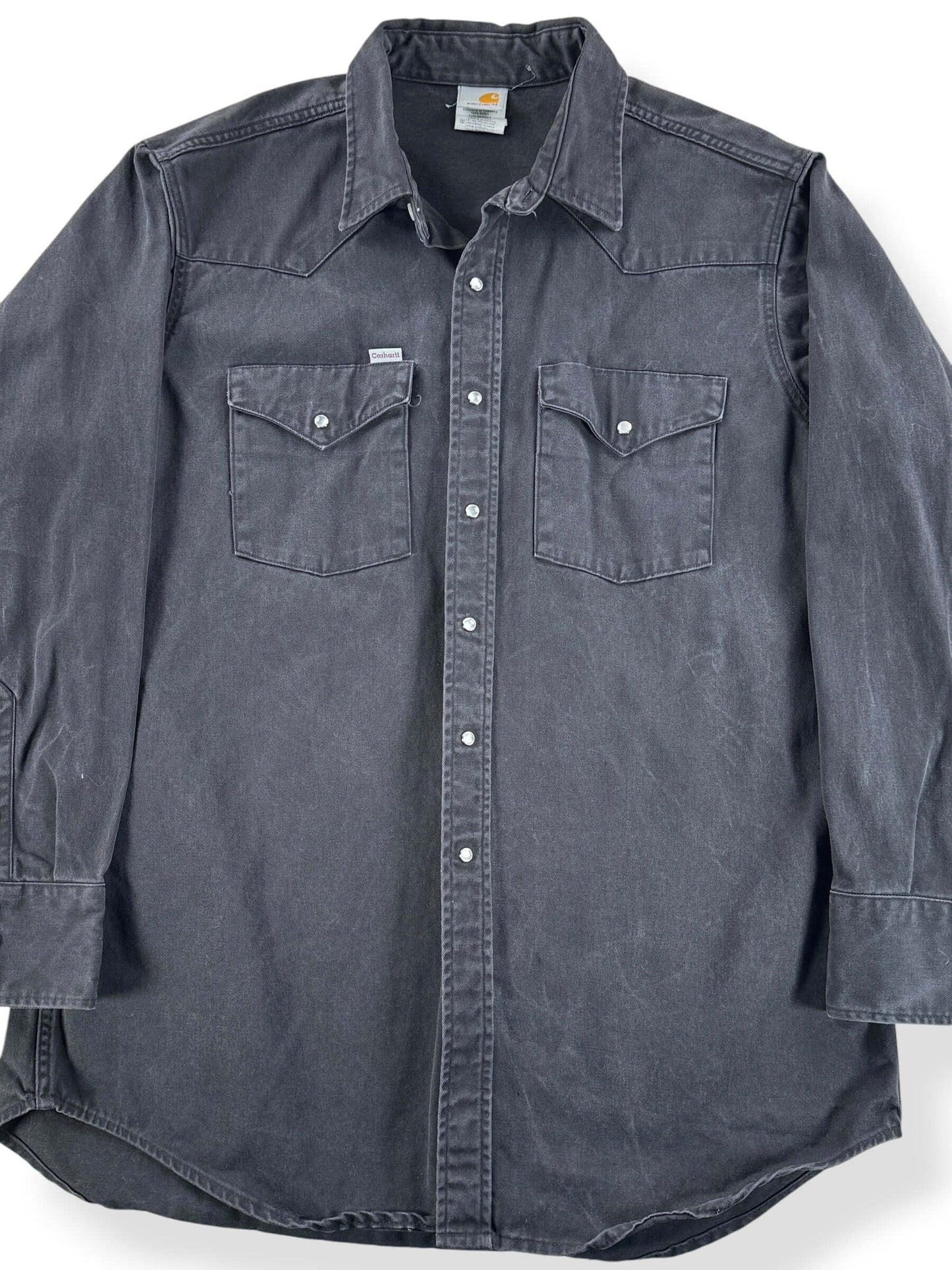 Front of Vintage Black Carhartt Pearl Snap SZ XL