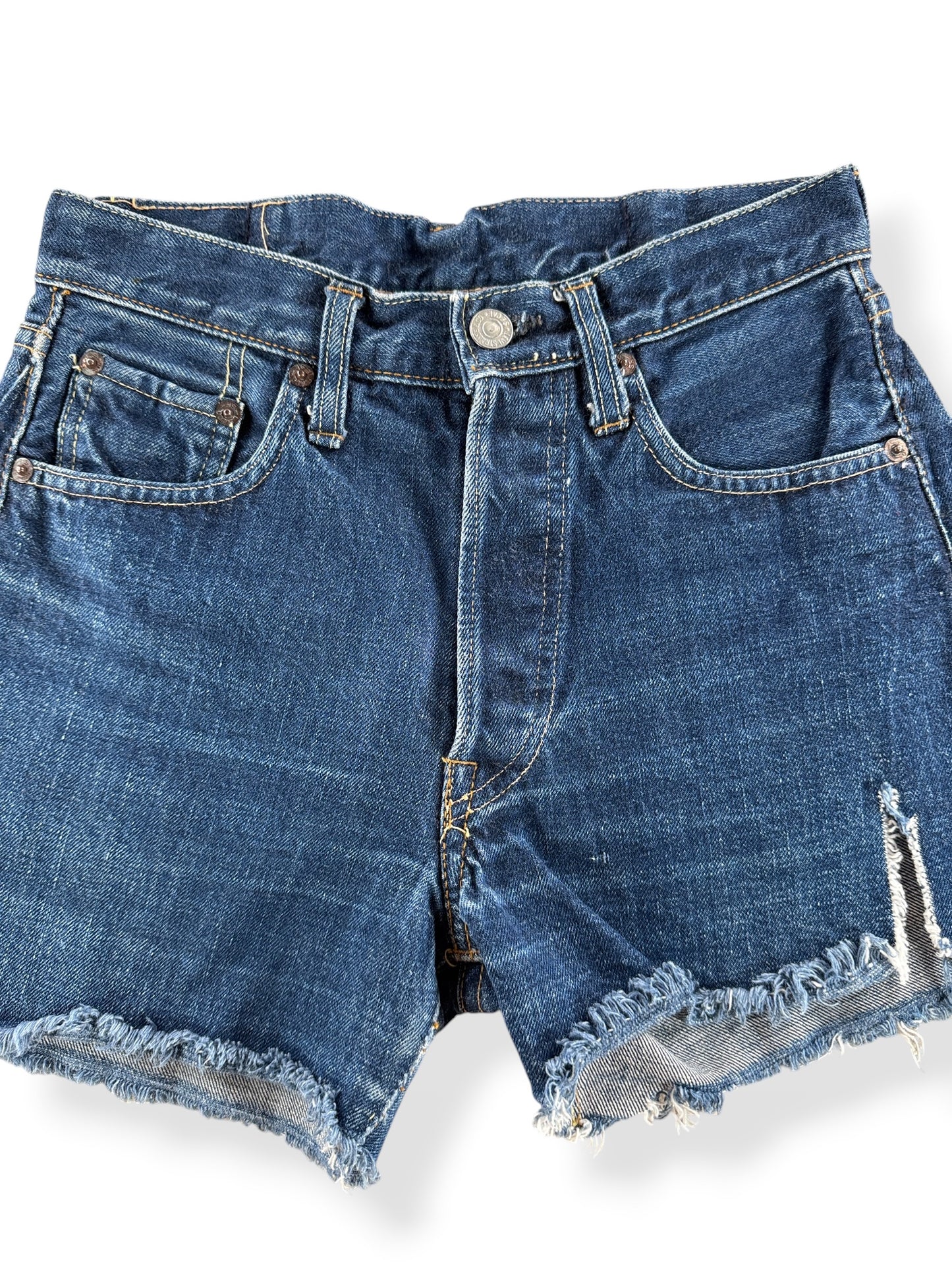 Close-Up of Vintage 60s Levi's 501 Cut Off Shorts W26