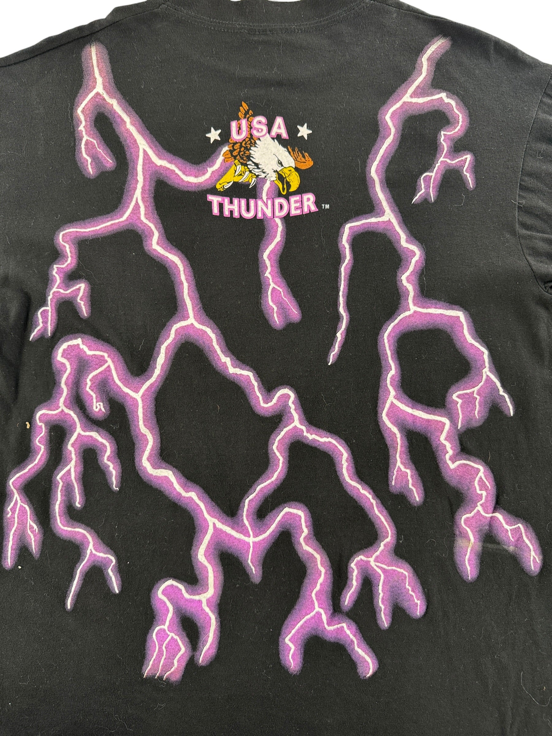 Back Graphic of Vintage 1990’s American Thunder Wizard Tee SZ L