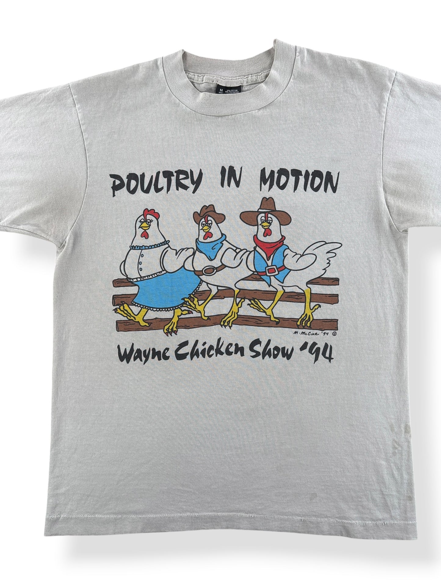 Front Close Up of Vintage Poultry In Motion Tee SZ M