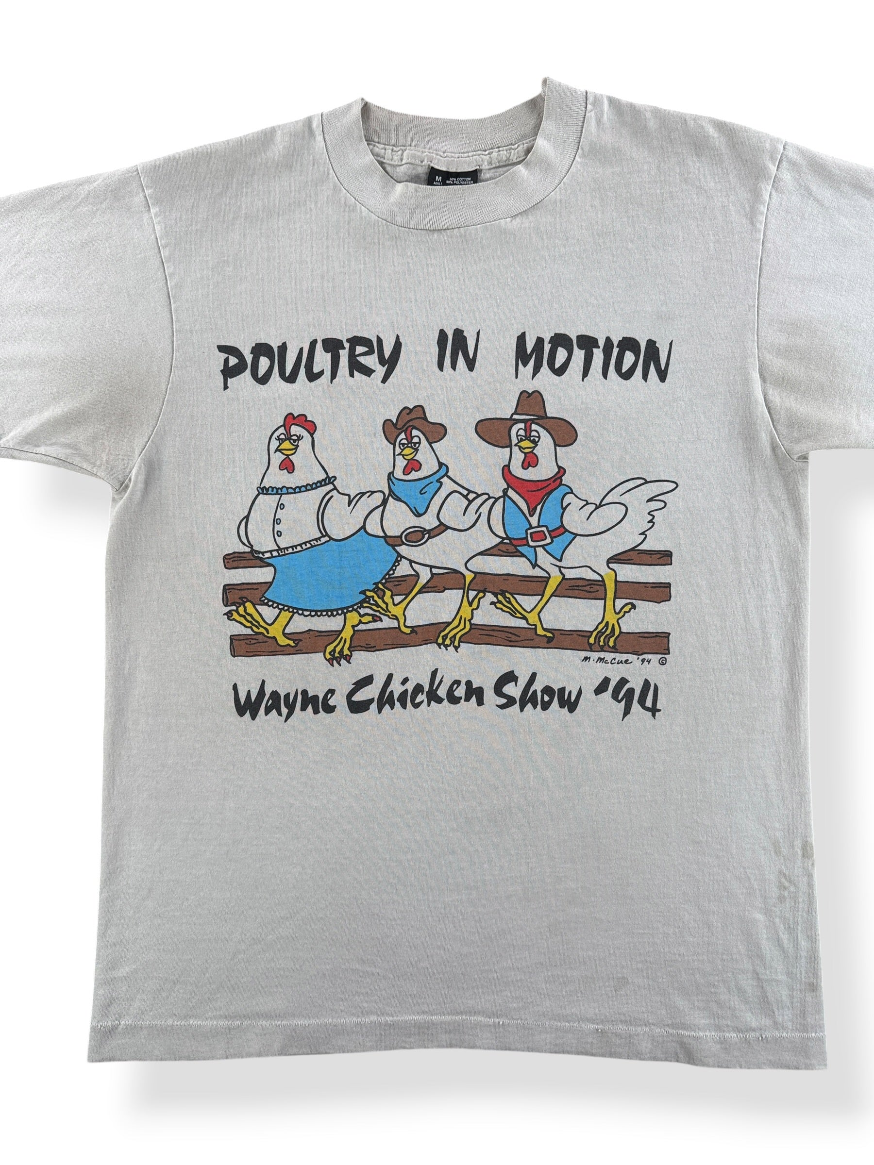 Front Close Up of Vintage Poultry In Motion Tee SZ M