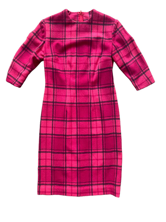 Full front view of Vintage 1960s Plaid Mod Dress SZ S | Seattle True Vintage | Barn Owl Ladies Clothing