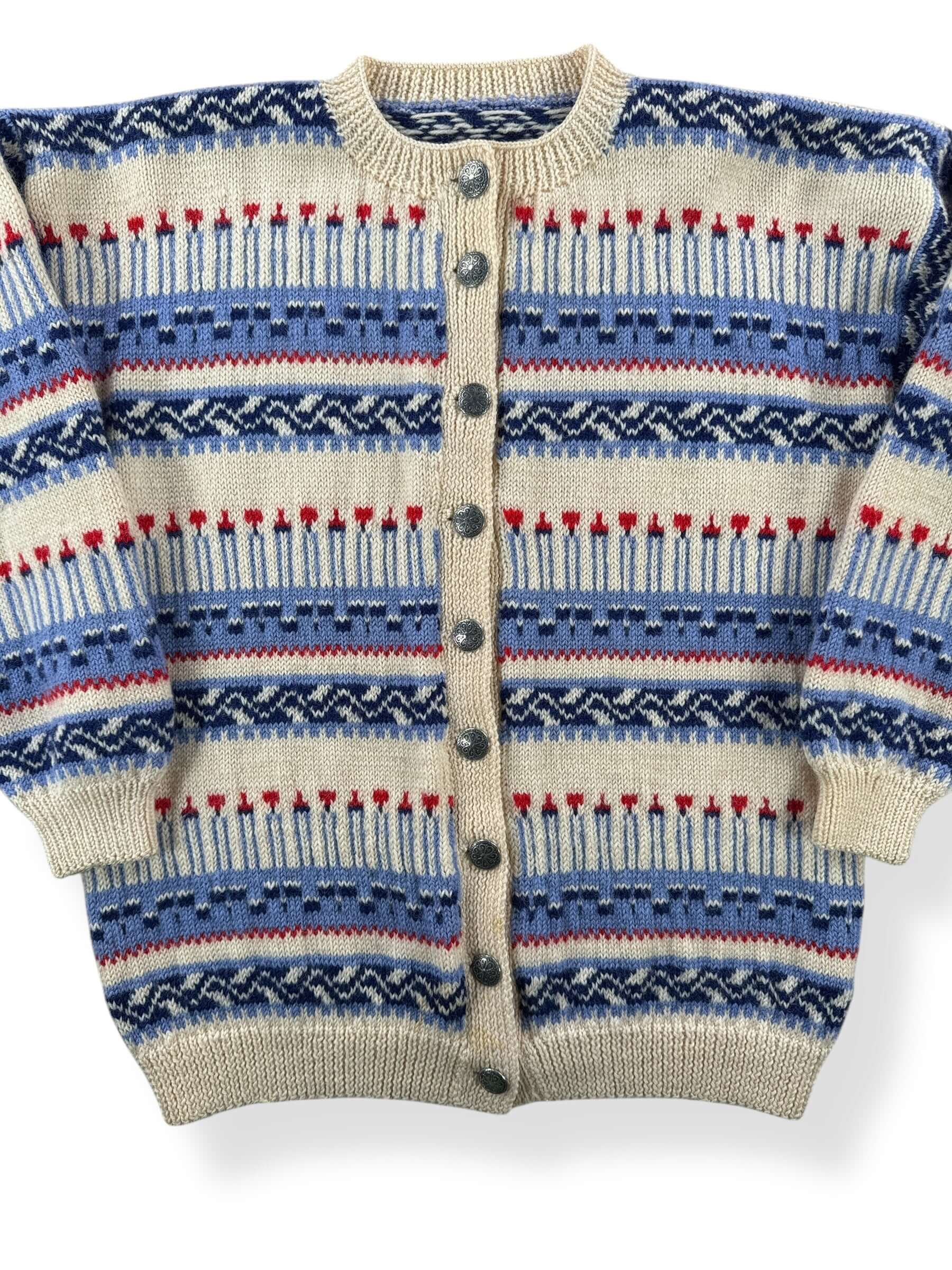 Front Close Up of Vintage Nordic Style Sweater SZ S