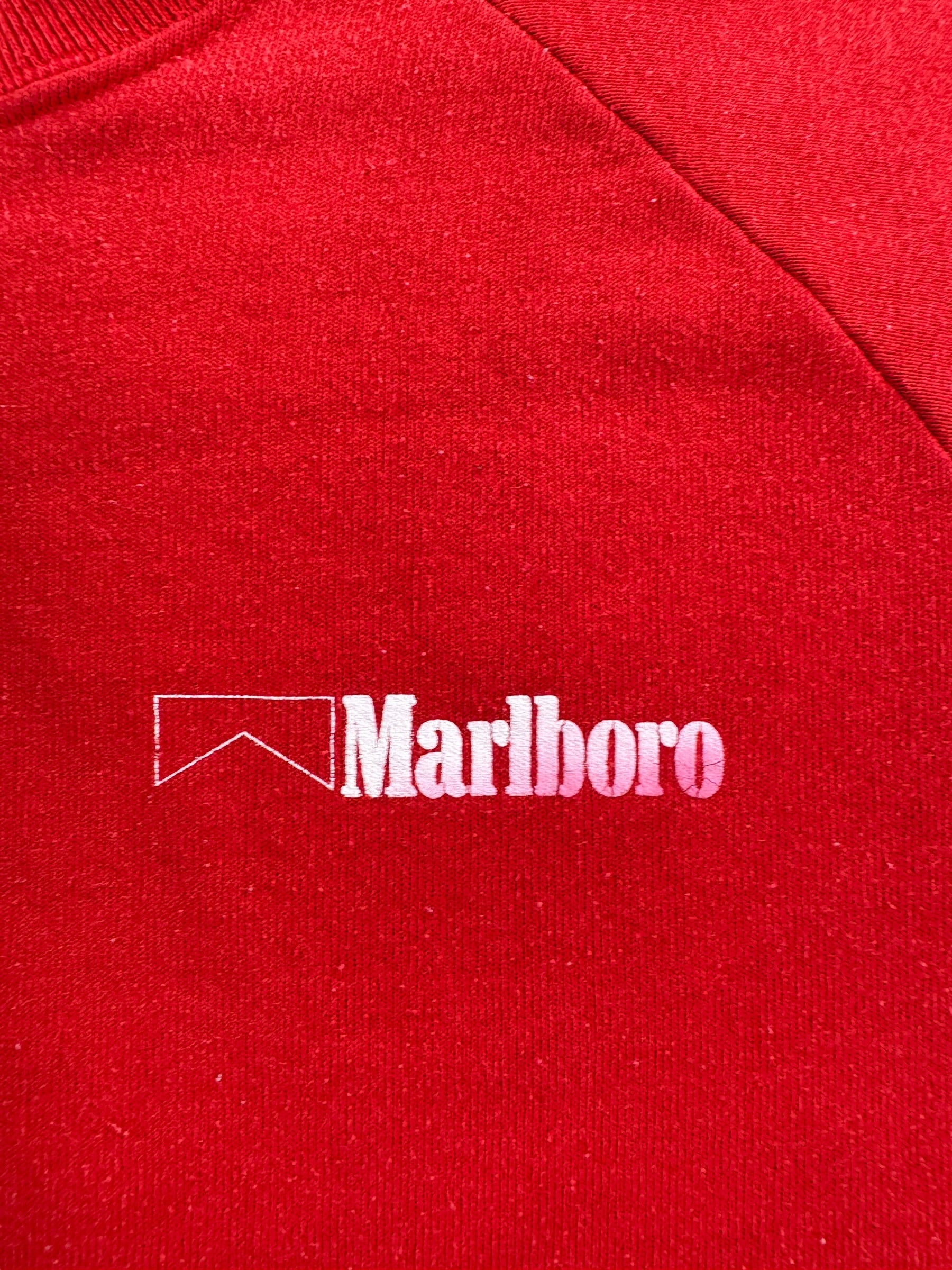 Graphic on Vintage Red Screen Stars Marlboro Crewneck SZ XL (Fits M)