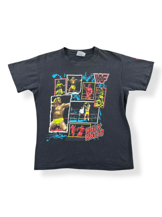 Front of Vintage Hulk Hogan Hulk Rules Youth Tee SZ S