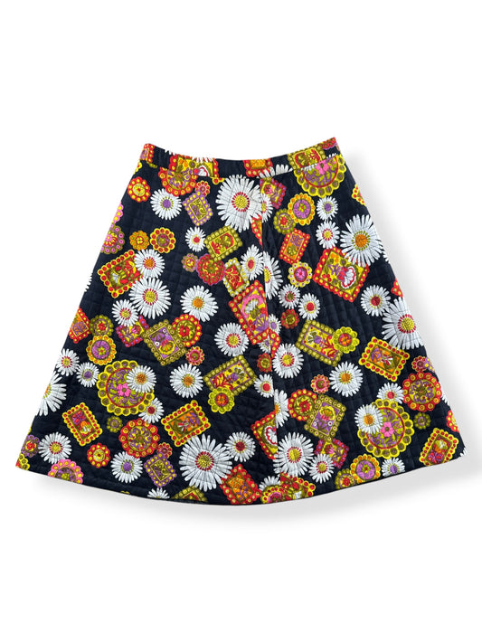 Front of Vintage 60s Floral Quilted Skirt W26