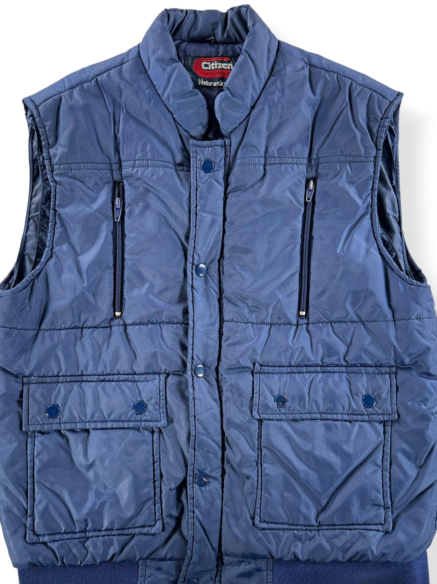 Front Close Up of Vintage Citizen Puffer Vest SZ M