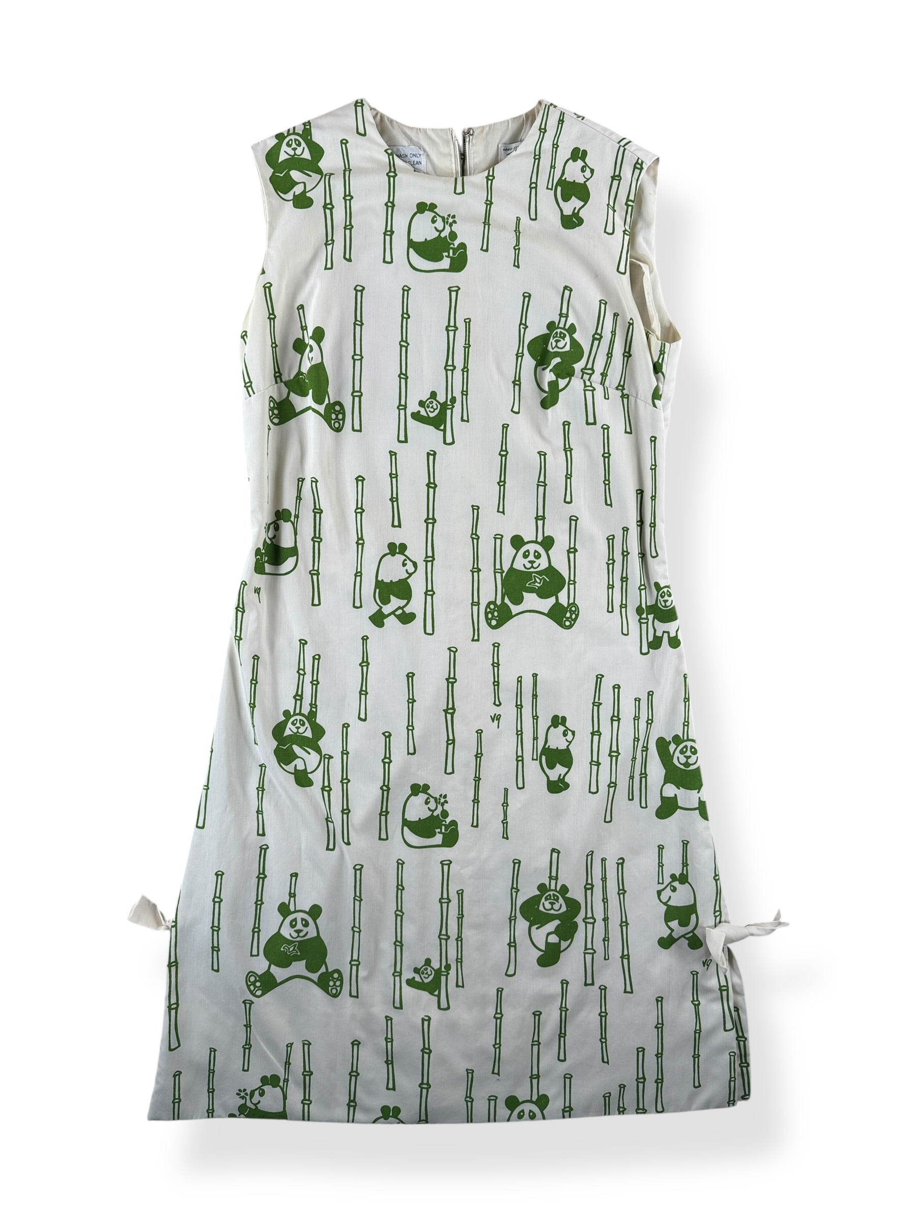 Front of Vintage Panda Print Vested Gentress Cotton/Poly Dress SZ 10