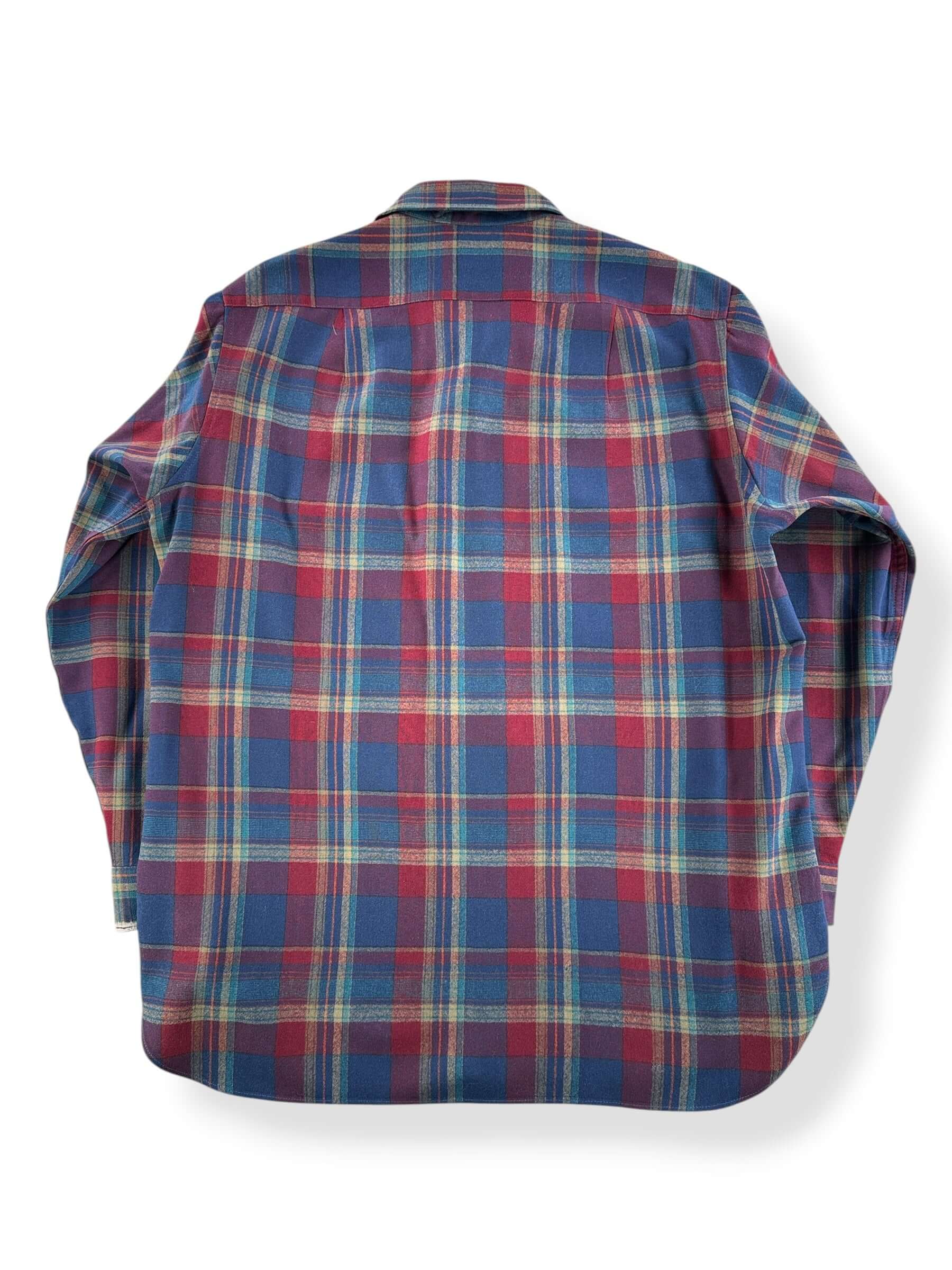 Back of Vintage Pendleton Navy & Maroon Flannel SZ XL - AS IS