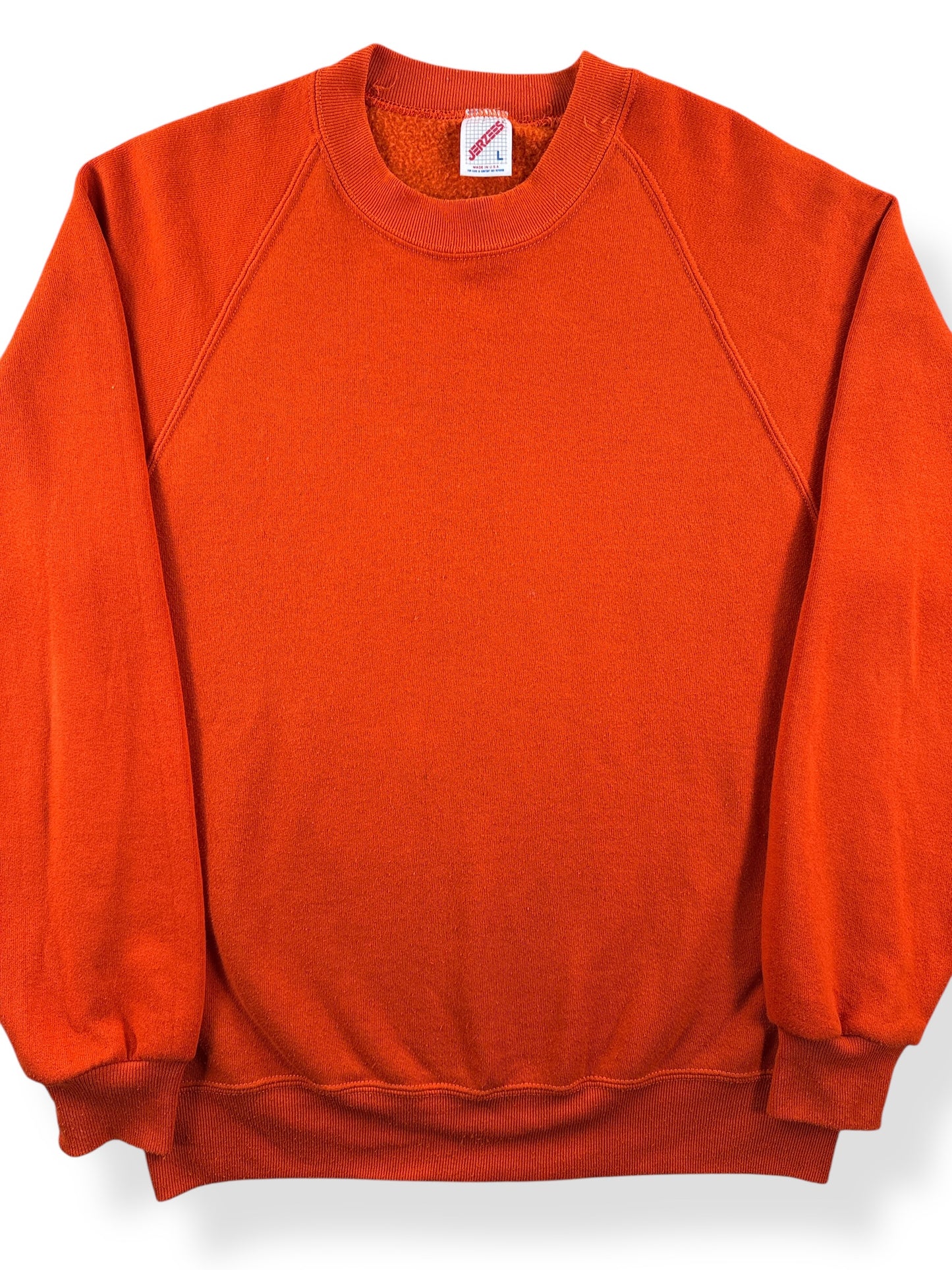Front Close Up of Vintage Blank Orange Jerzees Crewneck SZ L (Fits M)