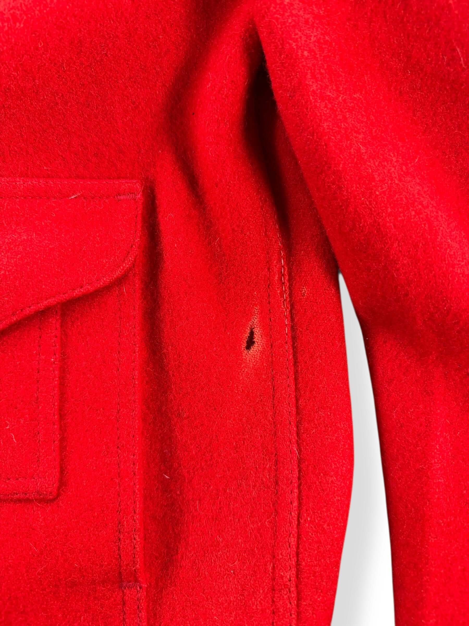 Hole on Vintage Filson Scarlet Mackinaw Work Jacket SZ 40