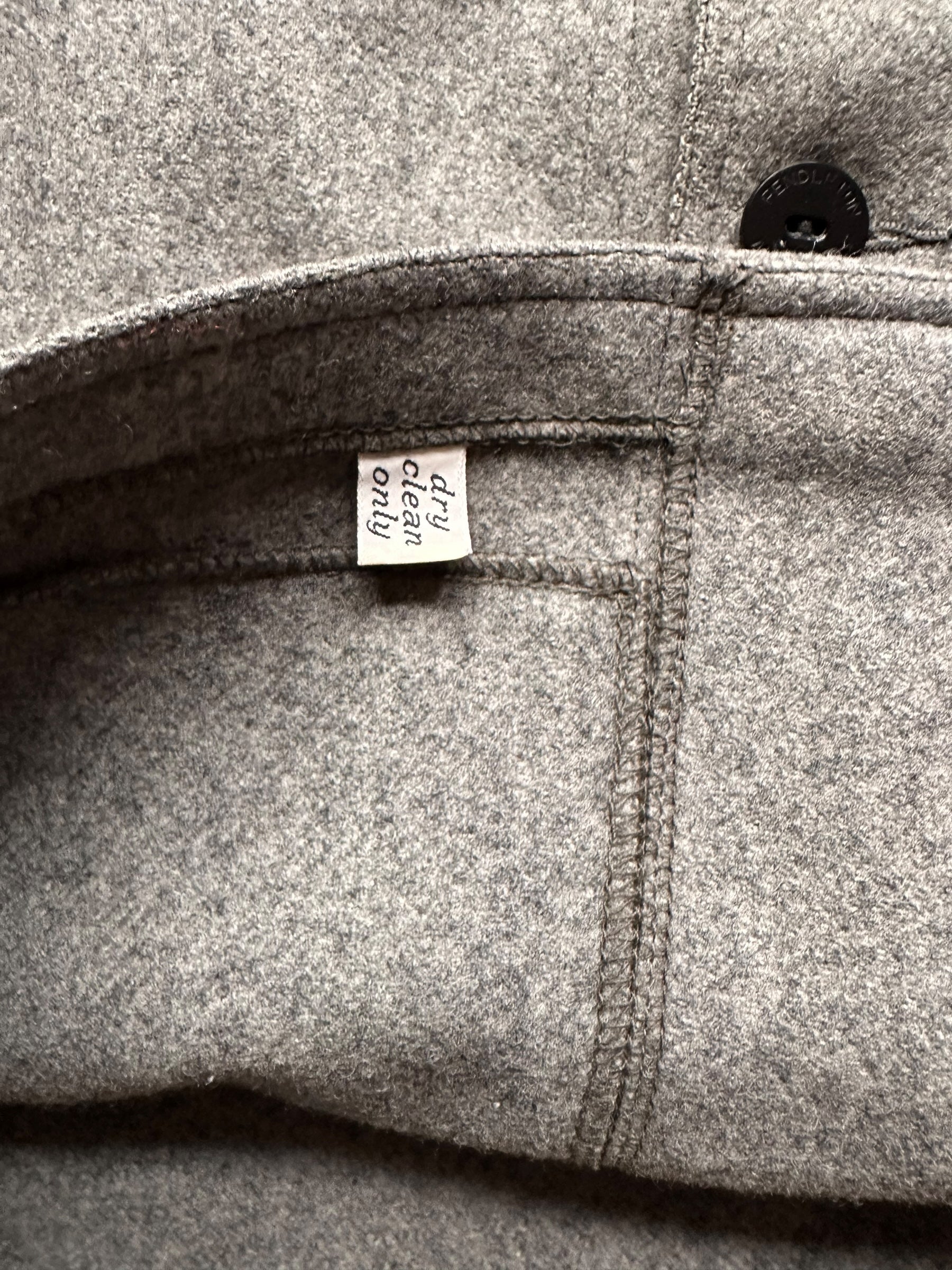 Dry Clean Only tag on Vintage Grey Pendleton Wool Jacket SZ XXL | Vintage Clothing Seattle | Barn Owl Vintage
