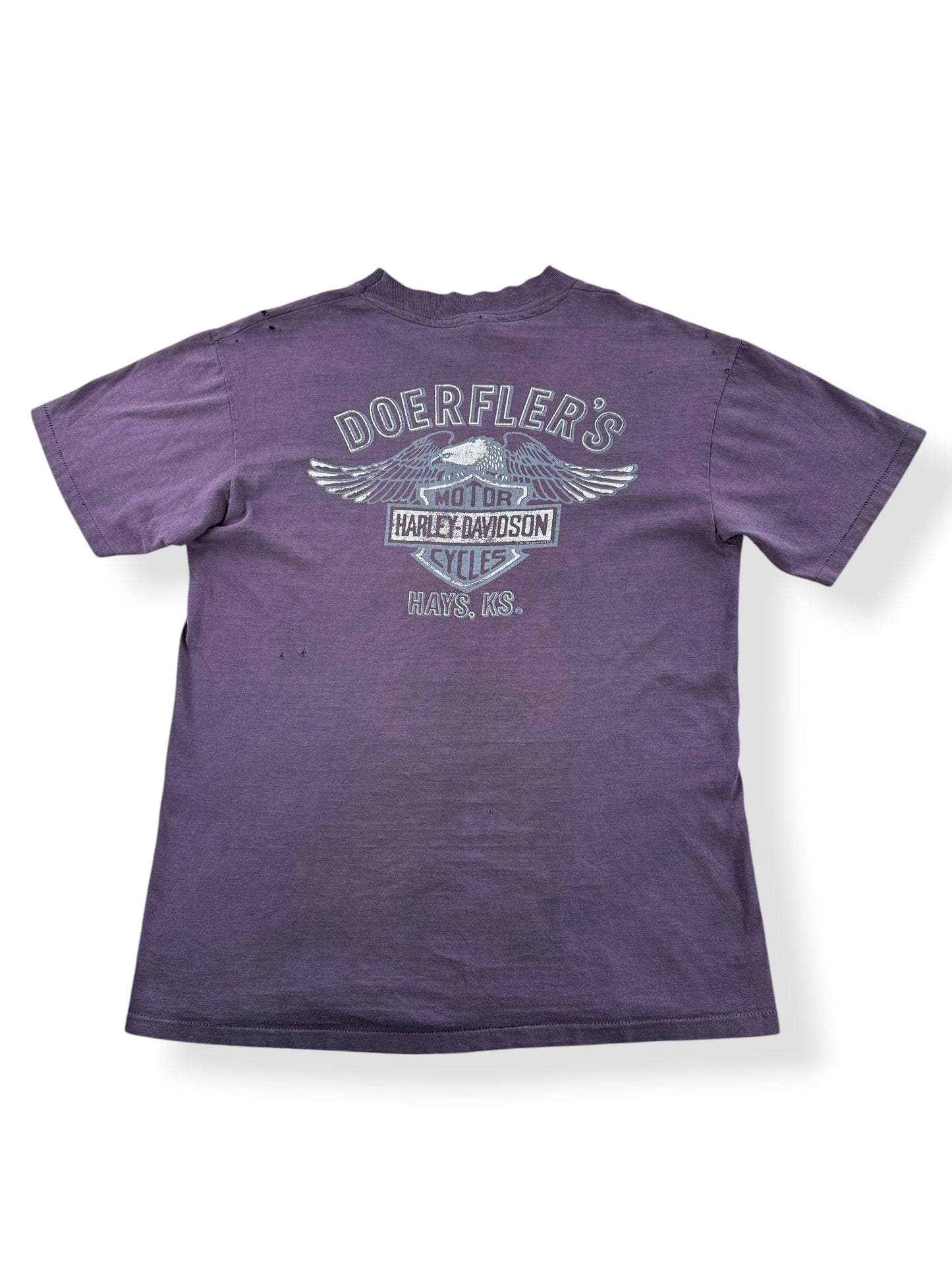 Back of Vintage 1980s Harley For Bikers Only Kansas Tee SZ L (Fits M)