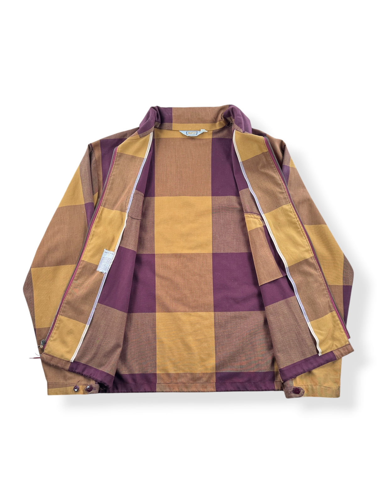 Inside of Vintage 70s Martin Plaid Diver Jacket SZ XL