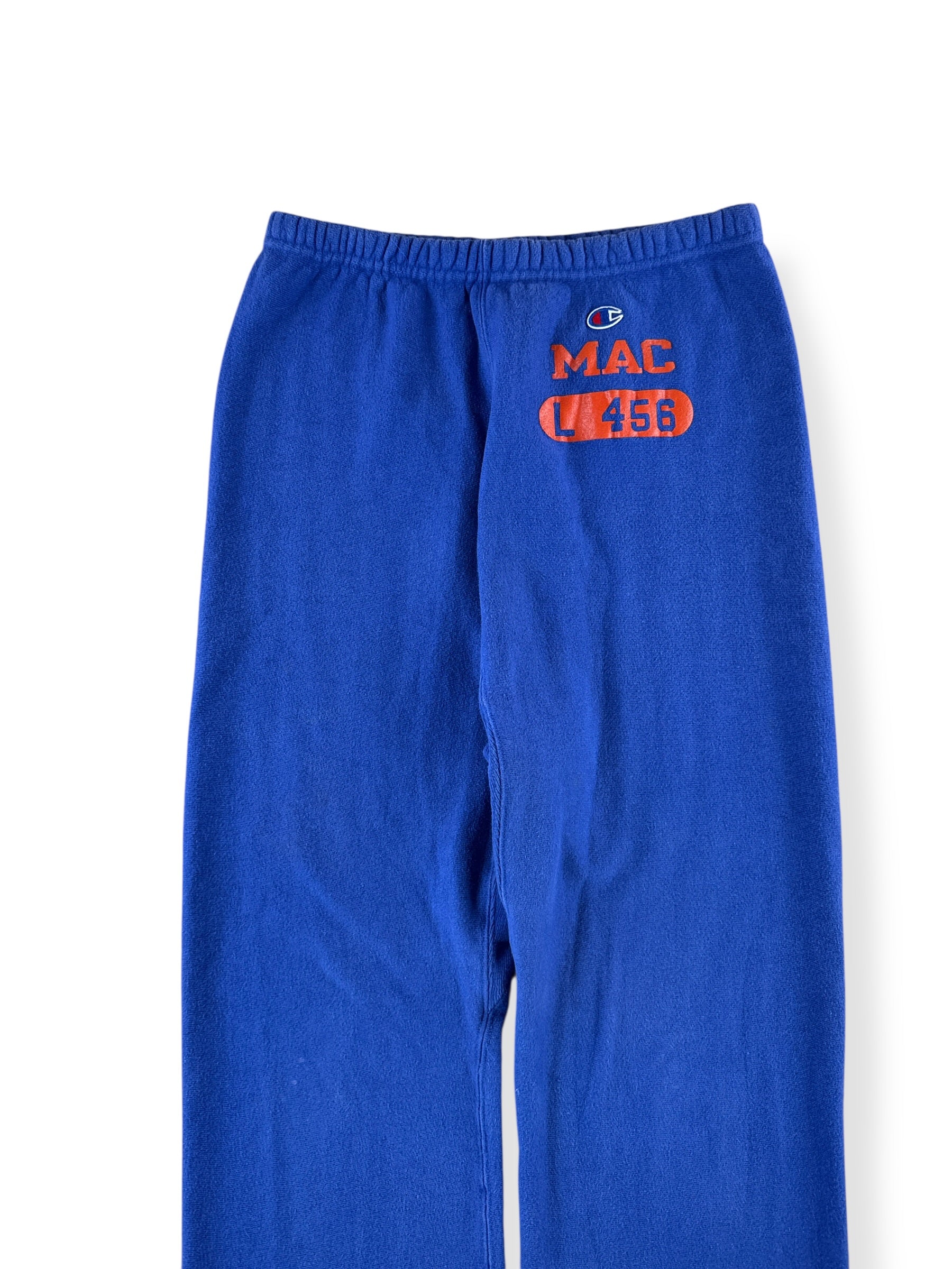 Front Close Up of Vintage Champion Reverse Weave MAC Sweatpants SZ L