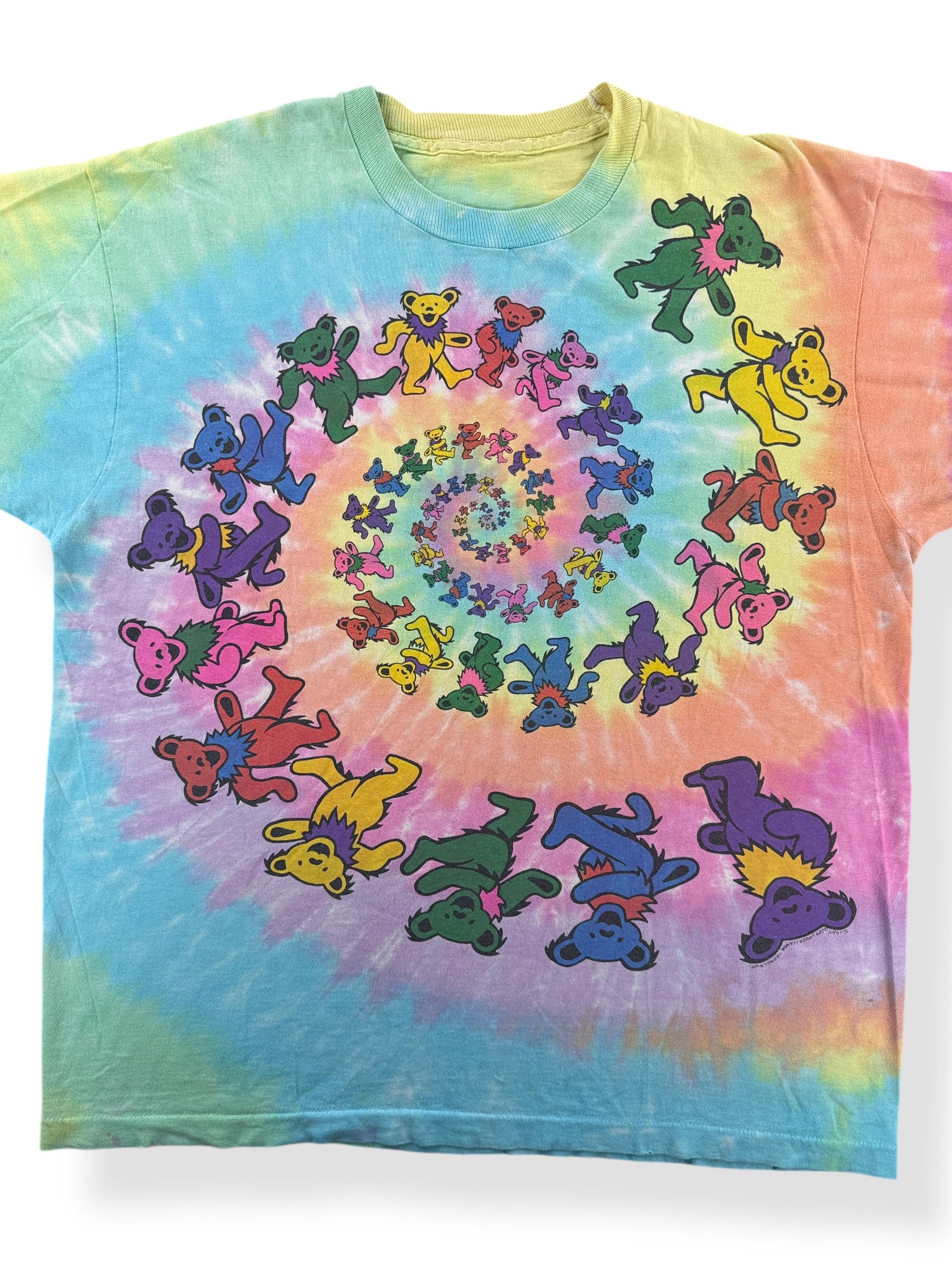 Front Close Up of Vintage '89 Grateful Dead Dancing Bears Tee SZ XL