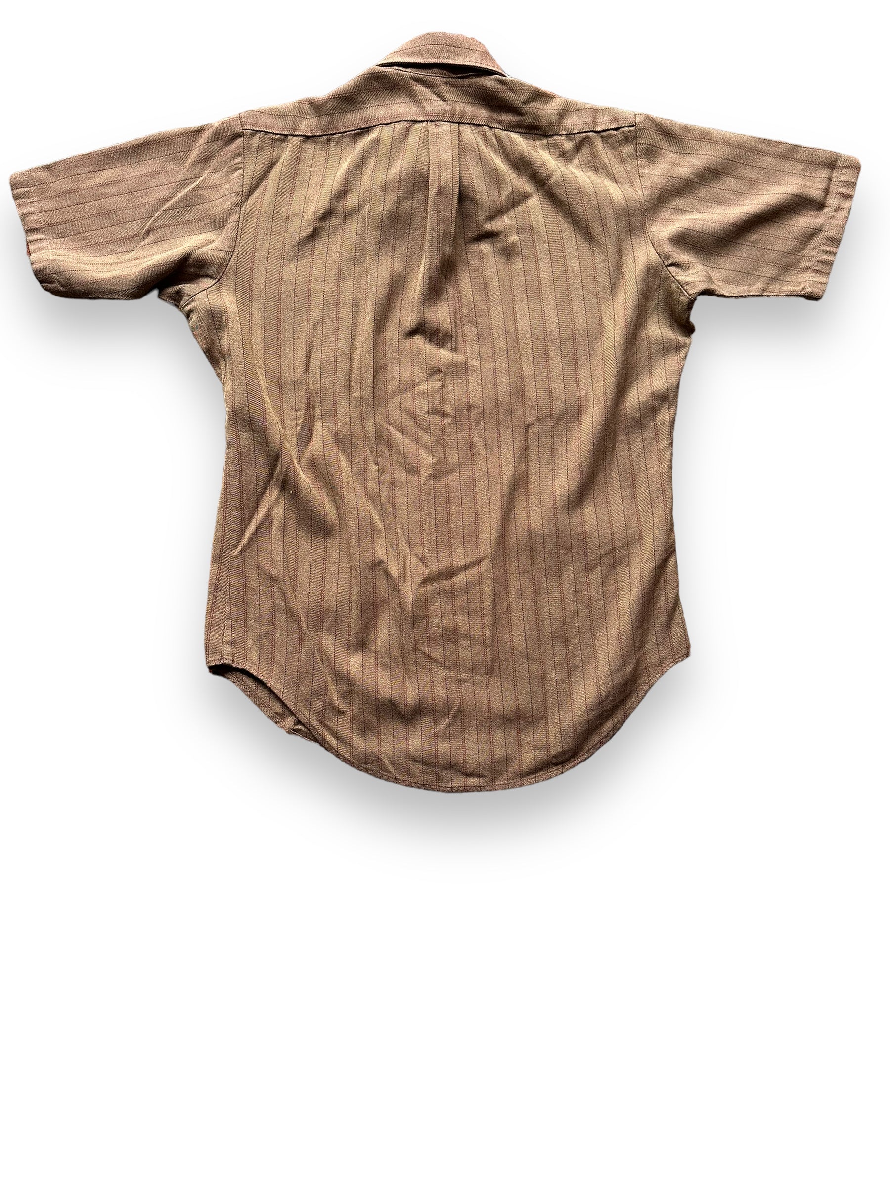 Rear View of Vintage Davinci Brown Stripes Short Sleeve Button Up Shirt SZ M | Vintage Button Up Shirt Seattle | Barn Owl Vintage Seattle
