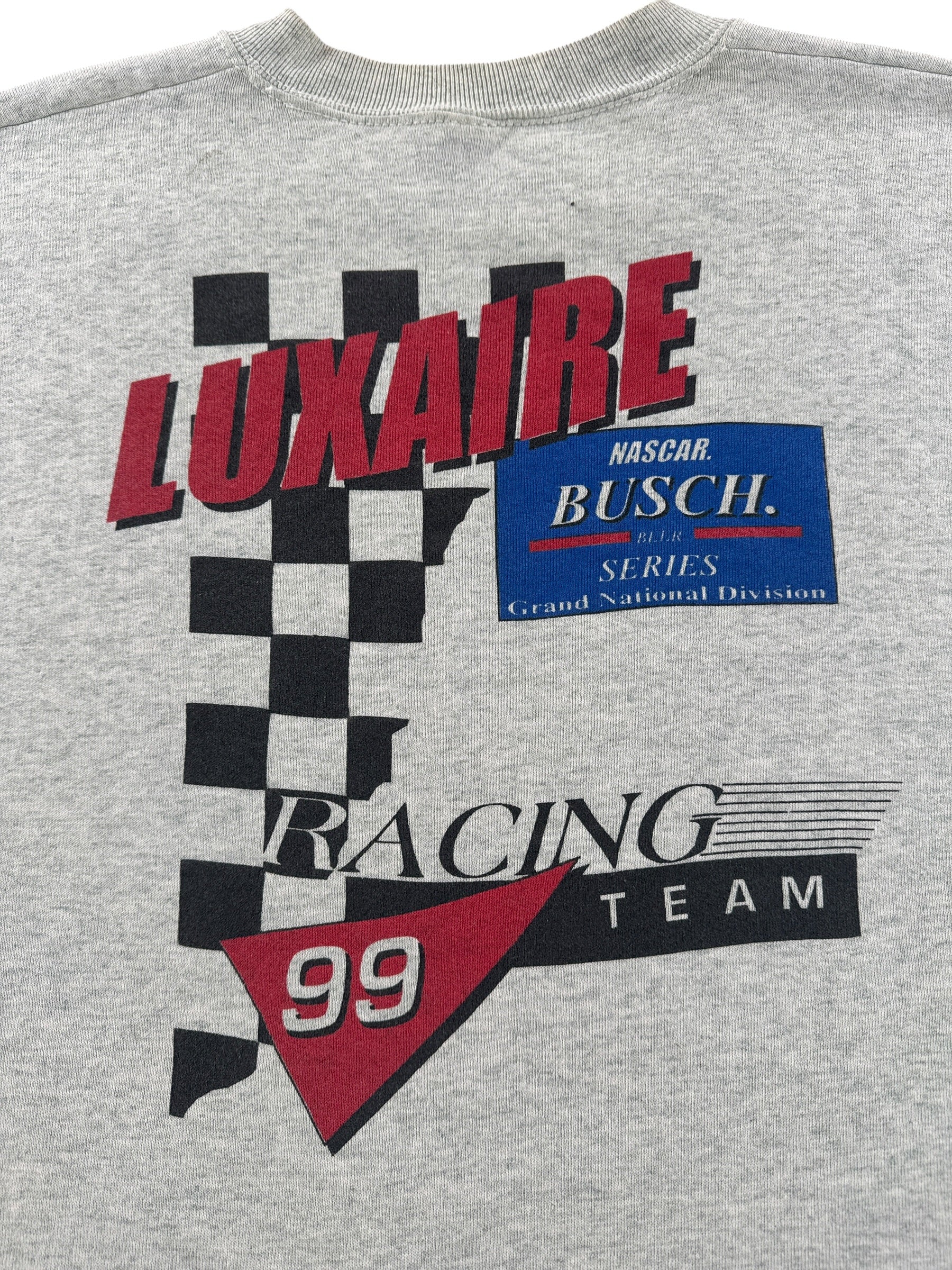 Back Graphic of Vintage Luxair Racing Crewneck SZ XXL