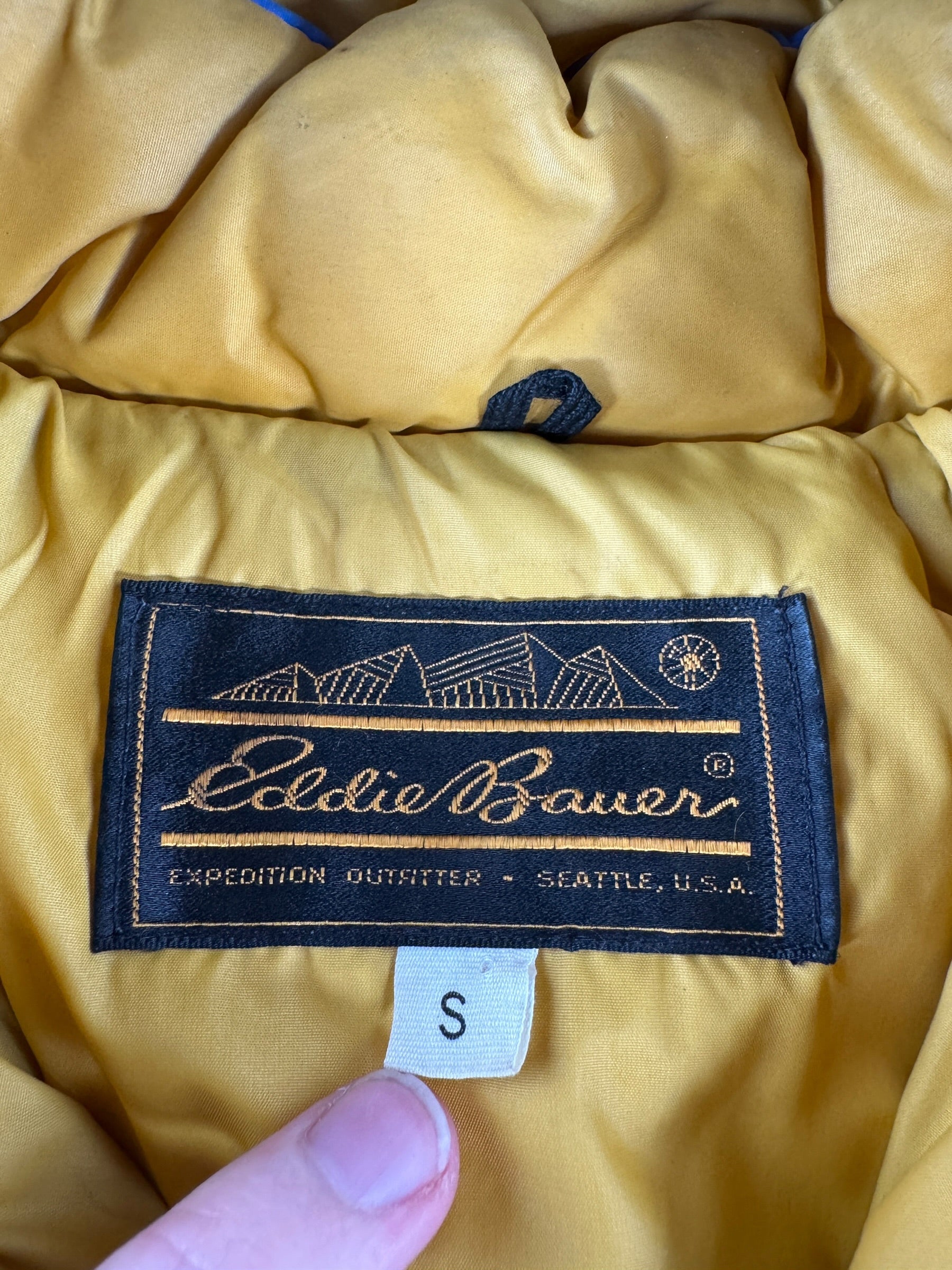Label on Vintage Eddie Bauer Hooded Parka SZ S