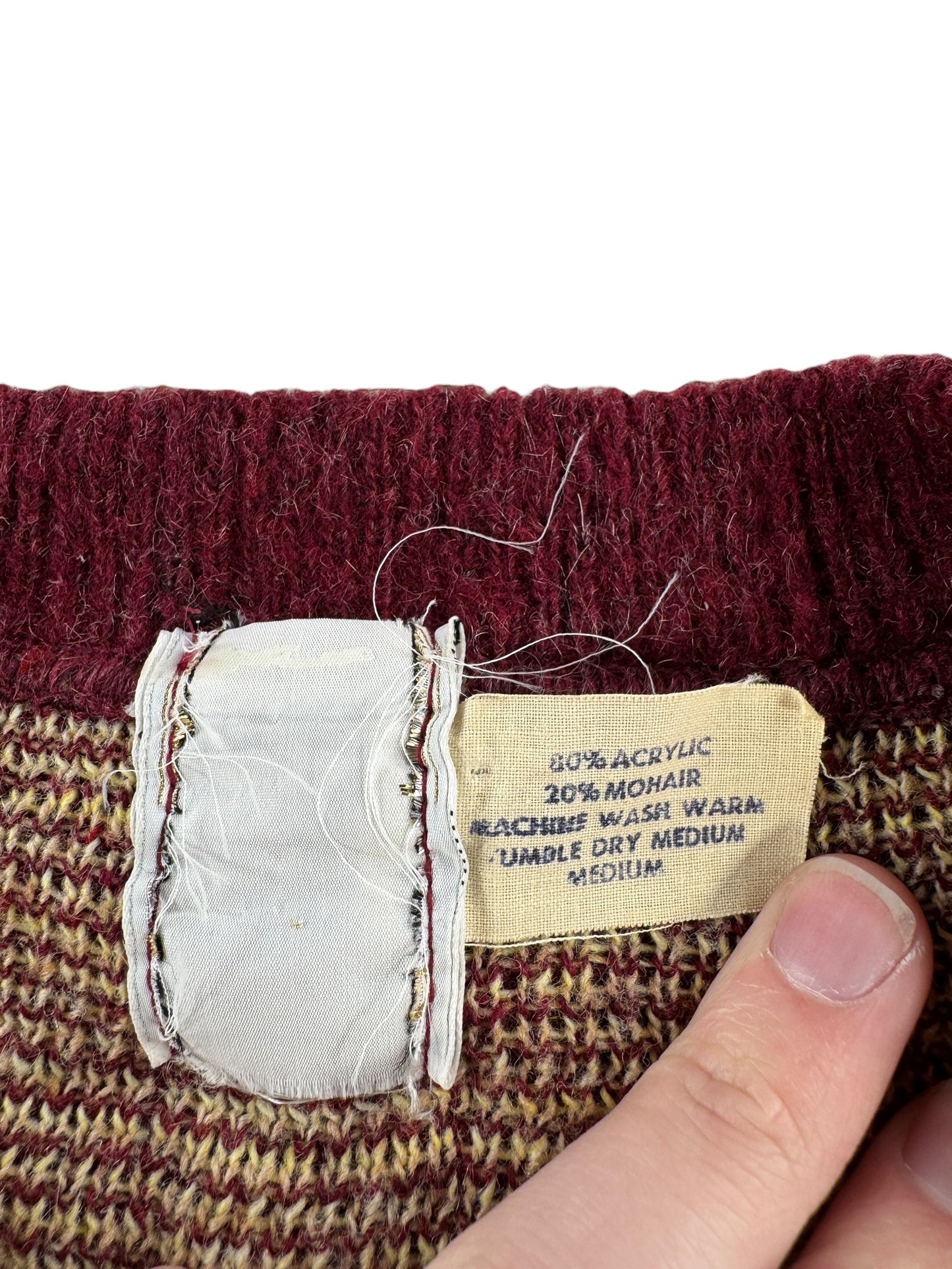 Label on Vintage Mohair Acrylic Blend Sweater SZ M