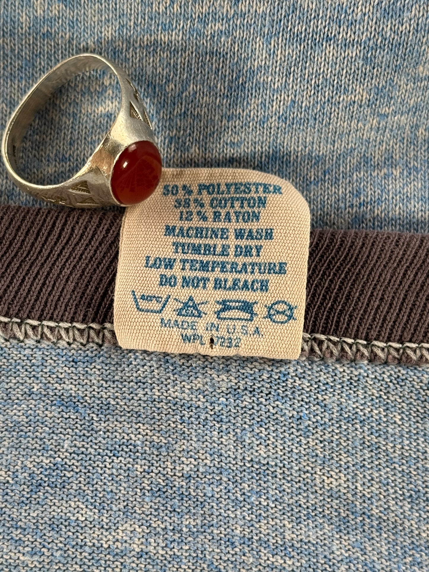 Back of tag on Vintage Temptress Los Angeles Ringer Tee SZ XL (Fits M)