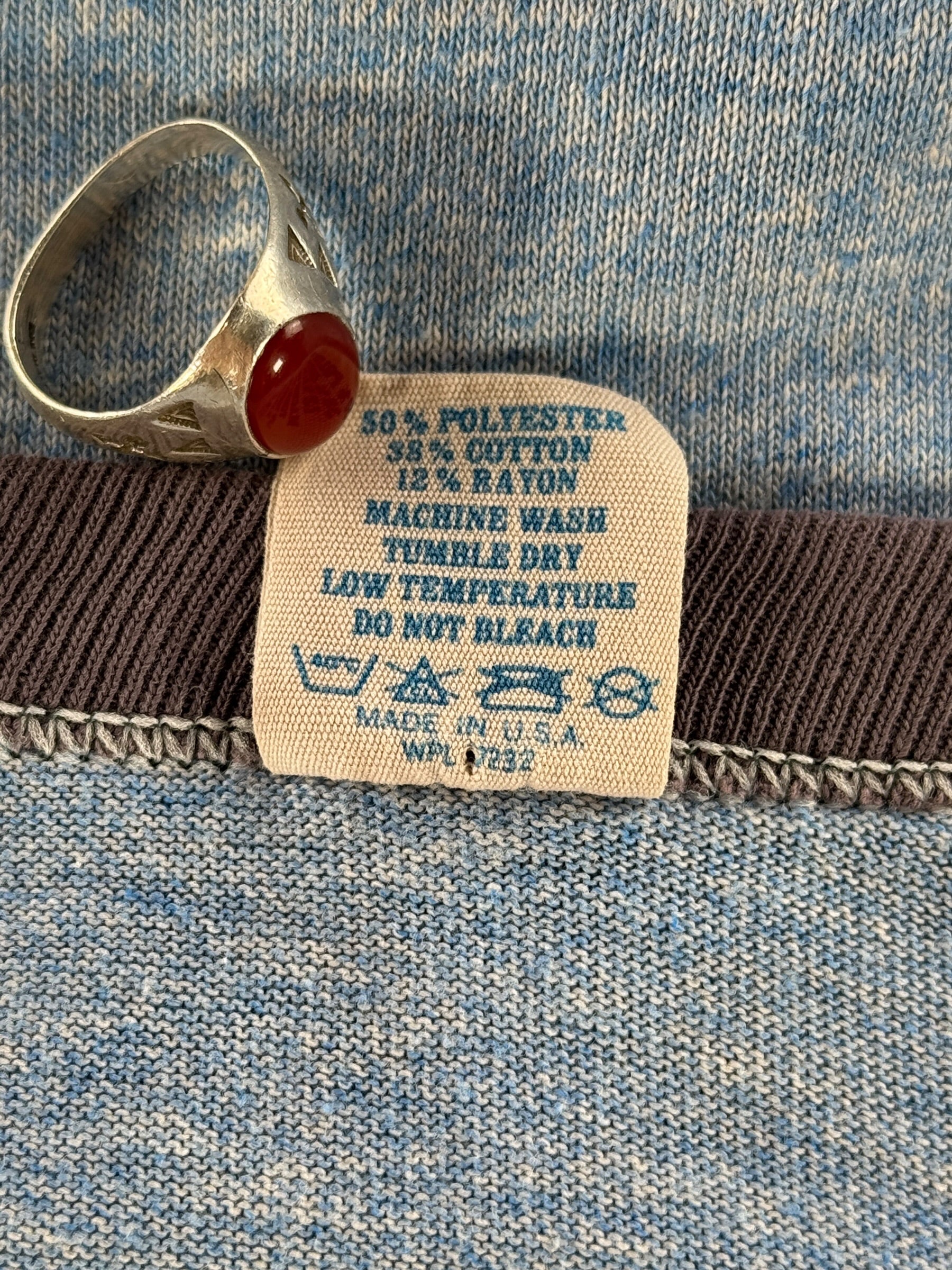 Back of tag on Vintage Temptress Los Angeles Ringer Tee SZ XL (Fits M)