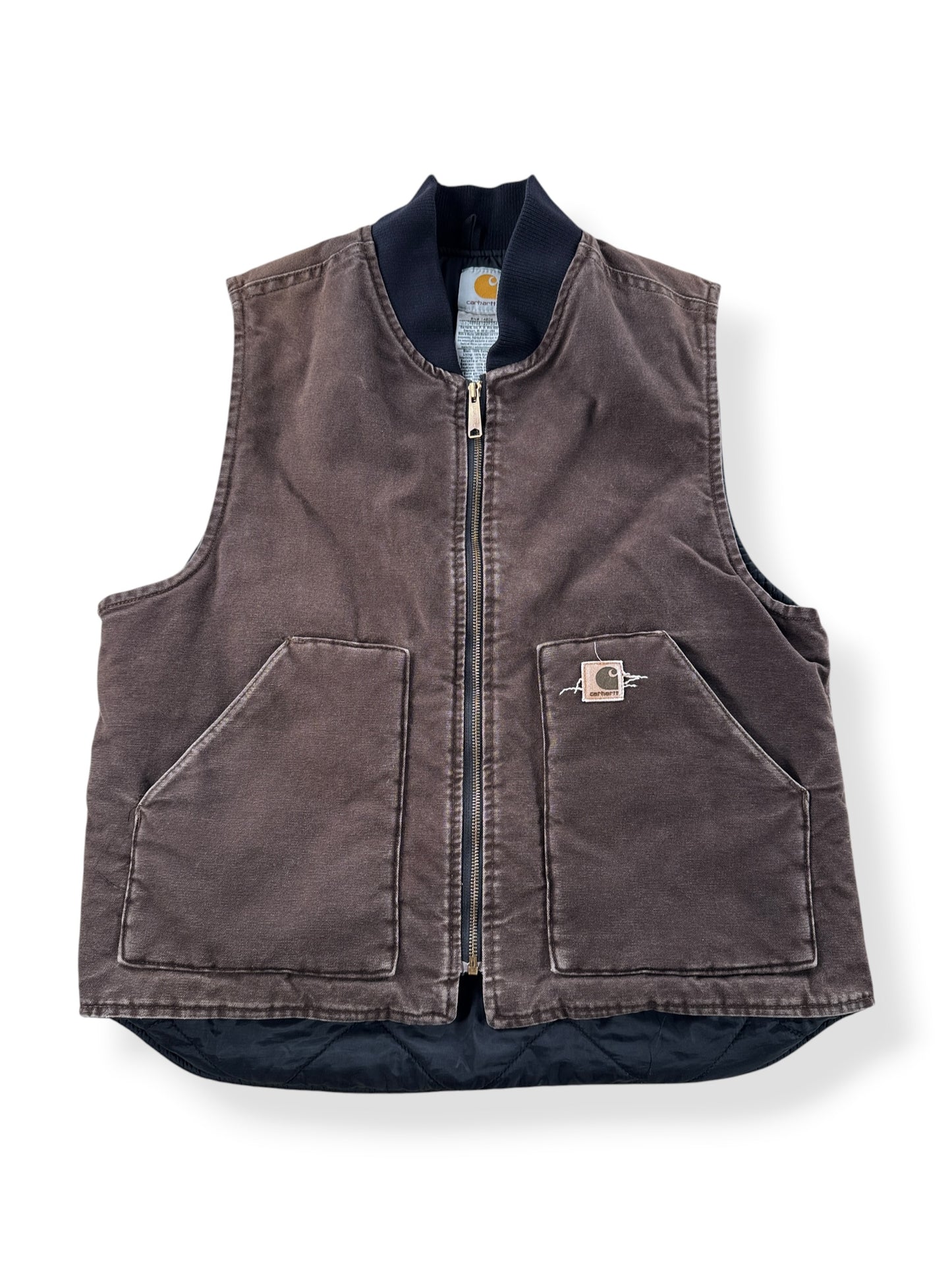Front of Carhartt Brown Vest SZ L