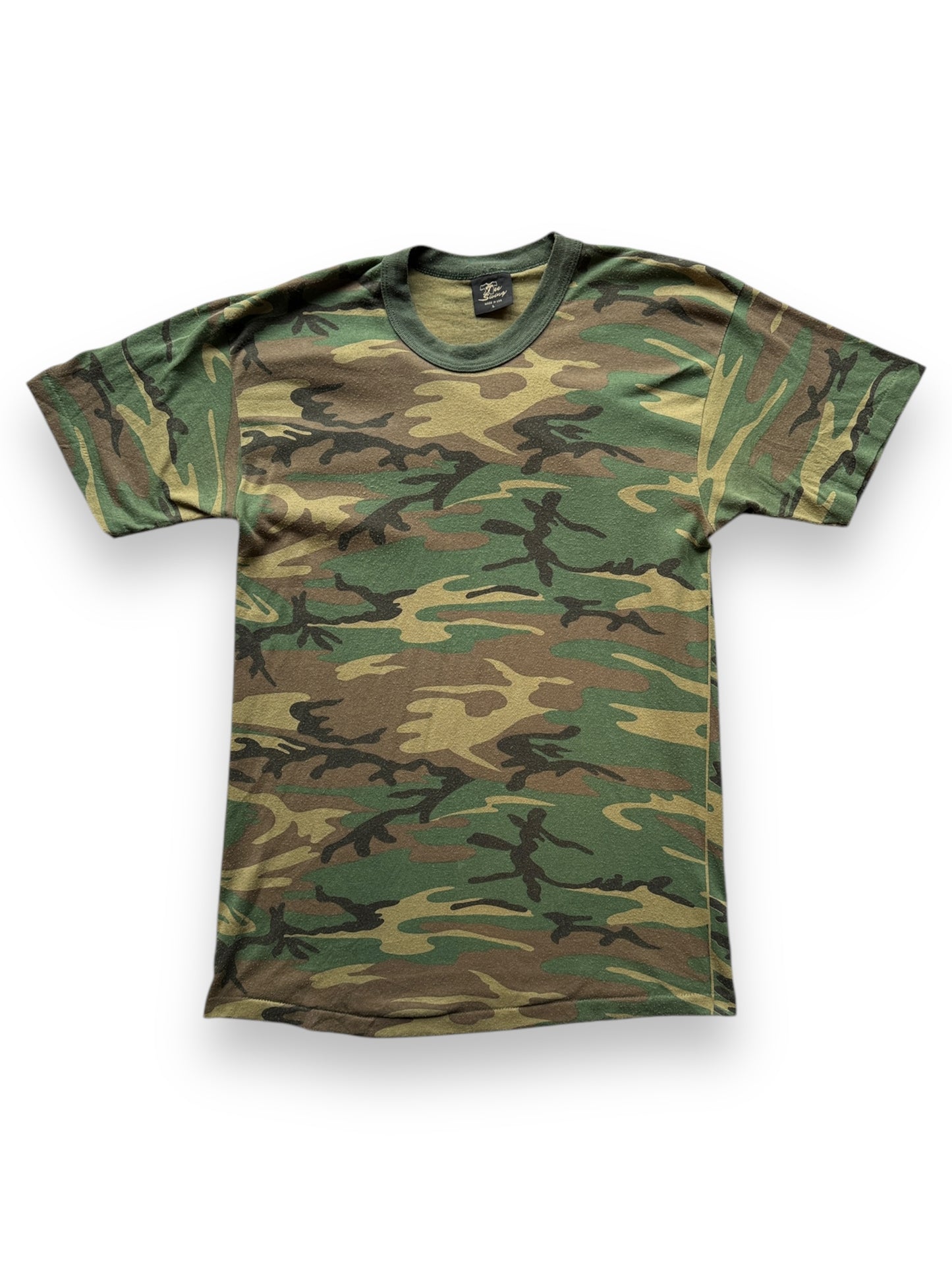 front of Vintage Tee Swing Camo Tee SZ L