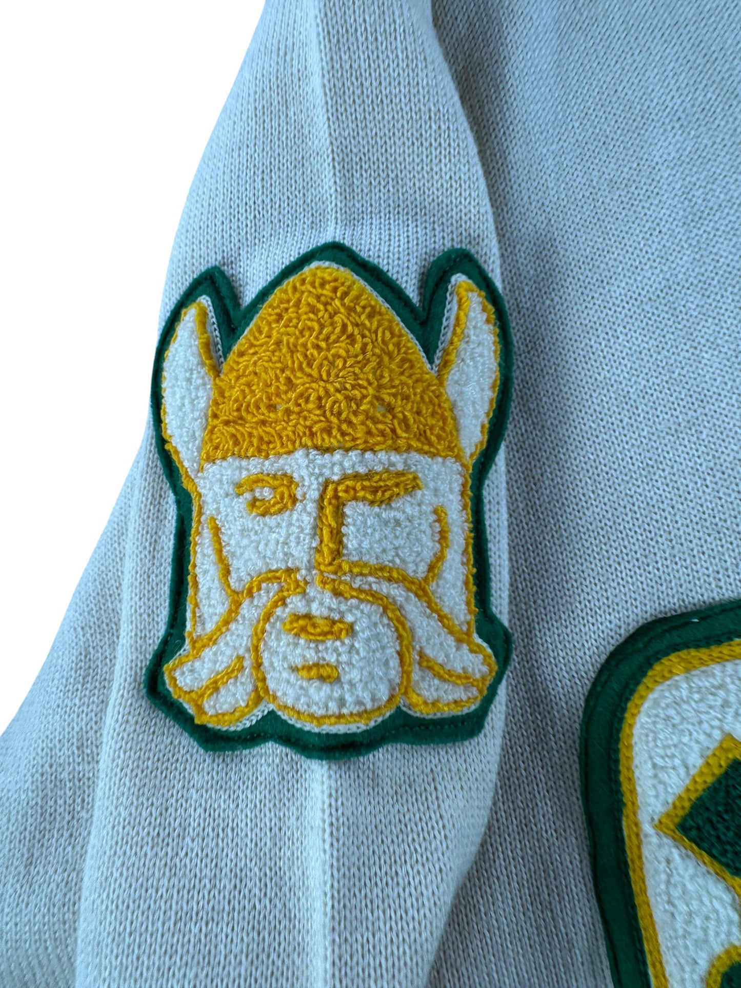 Patch on Vintage Roy Smith Knitting Mills "Smithee" 65 Varsity Sweater SZ S
