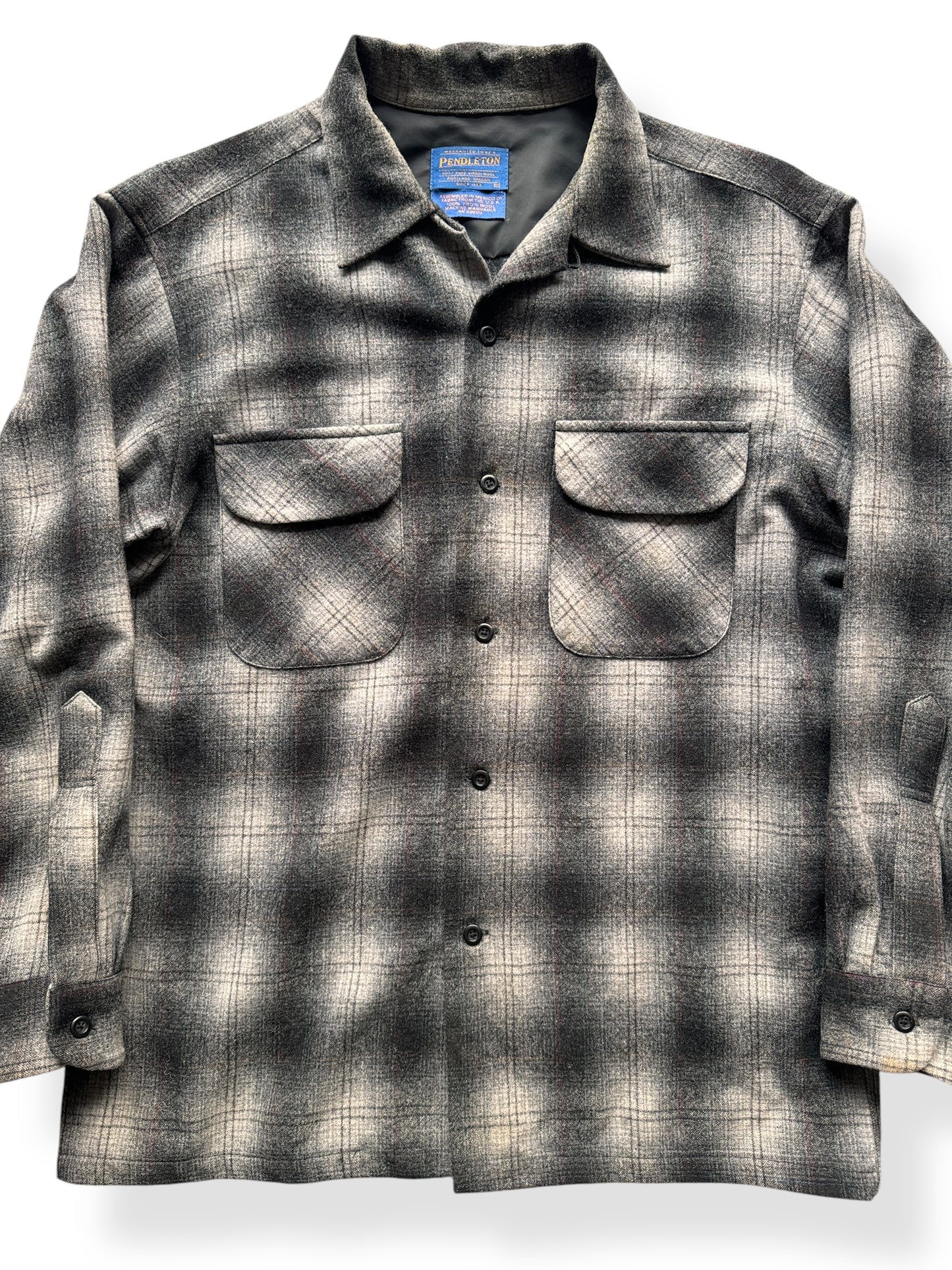 Front Close Up of 2000s Pendy Shadow Plaid Board Shirt SZ M