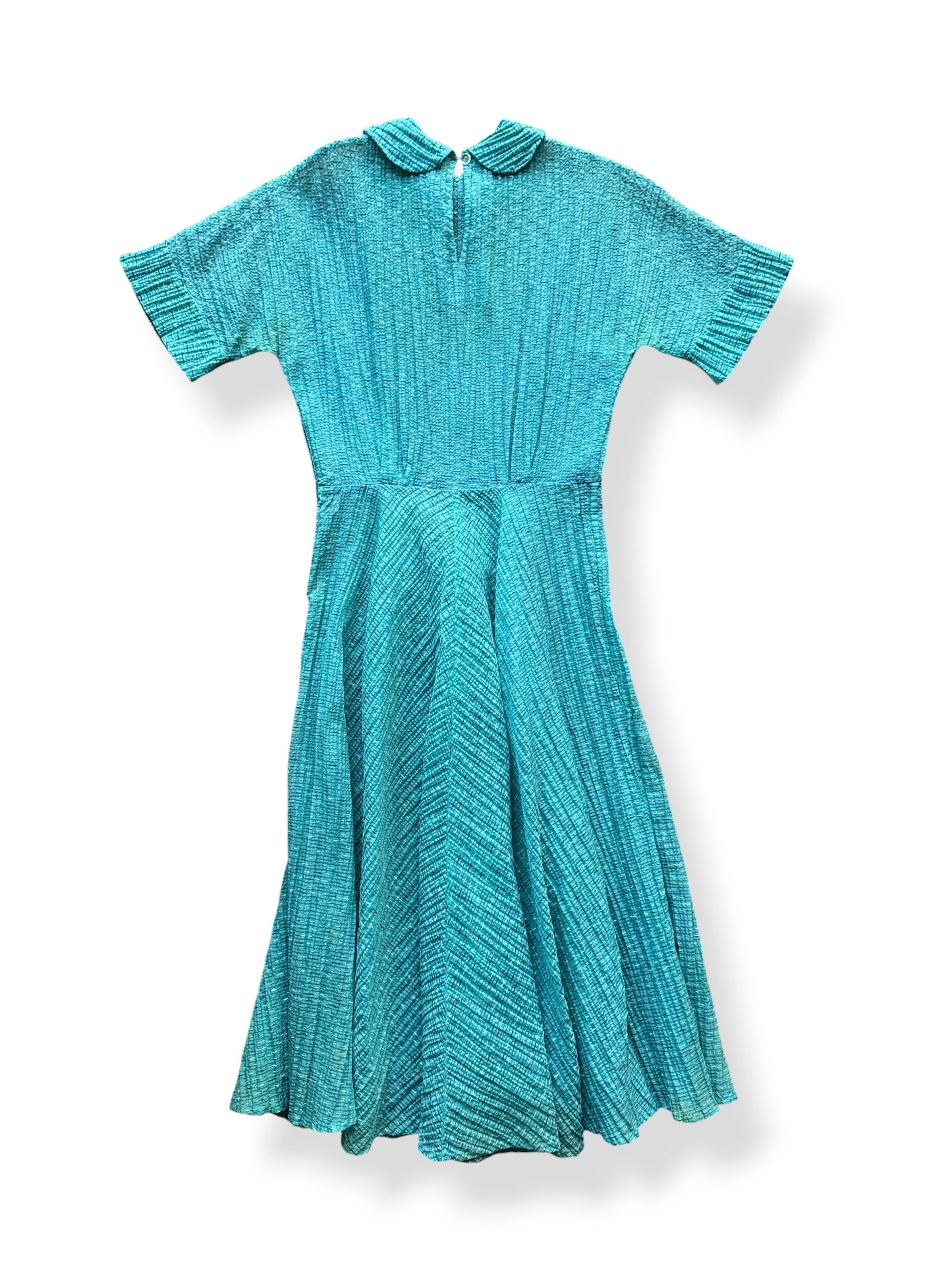 Back of Vintage Turquoise Nylon Dress SZ S/M - AS IS