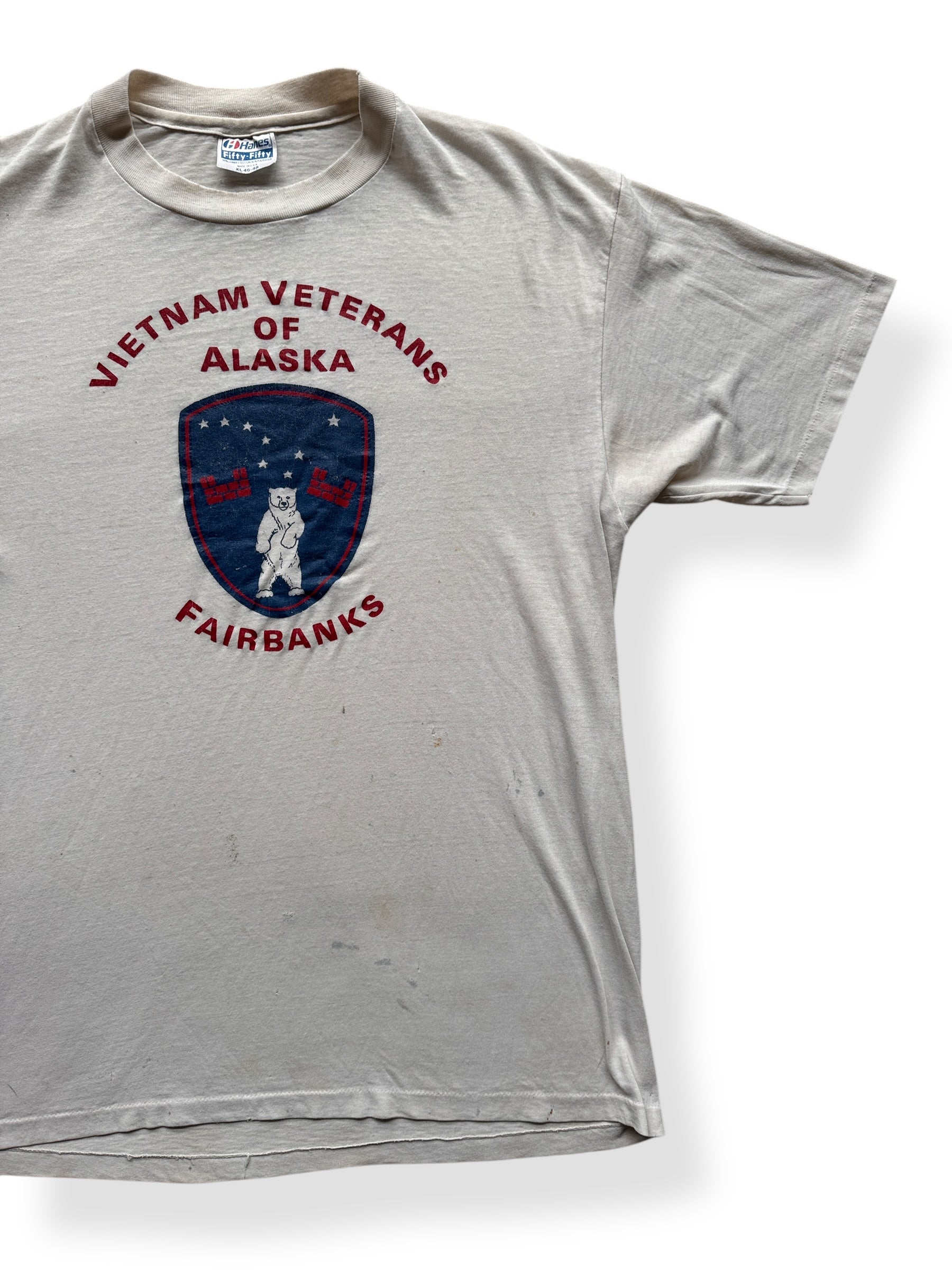 Front Left of Vintage Vietnam Veterans of Alaska Tee SZ XL