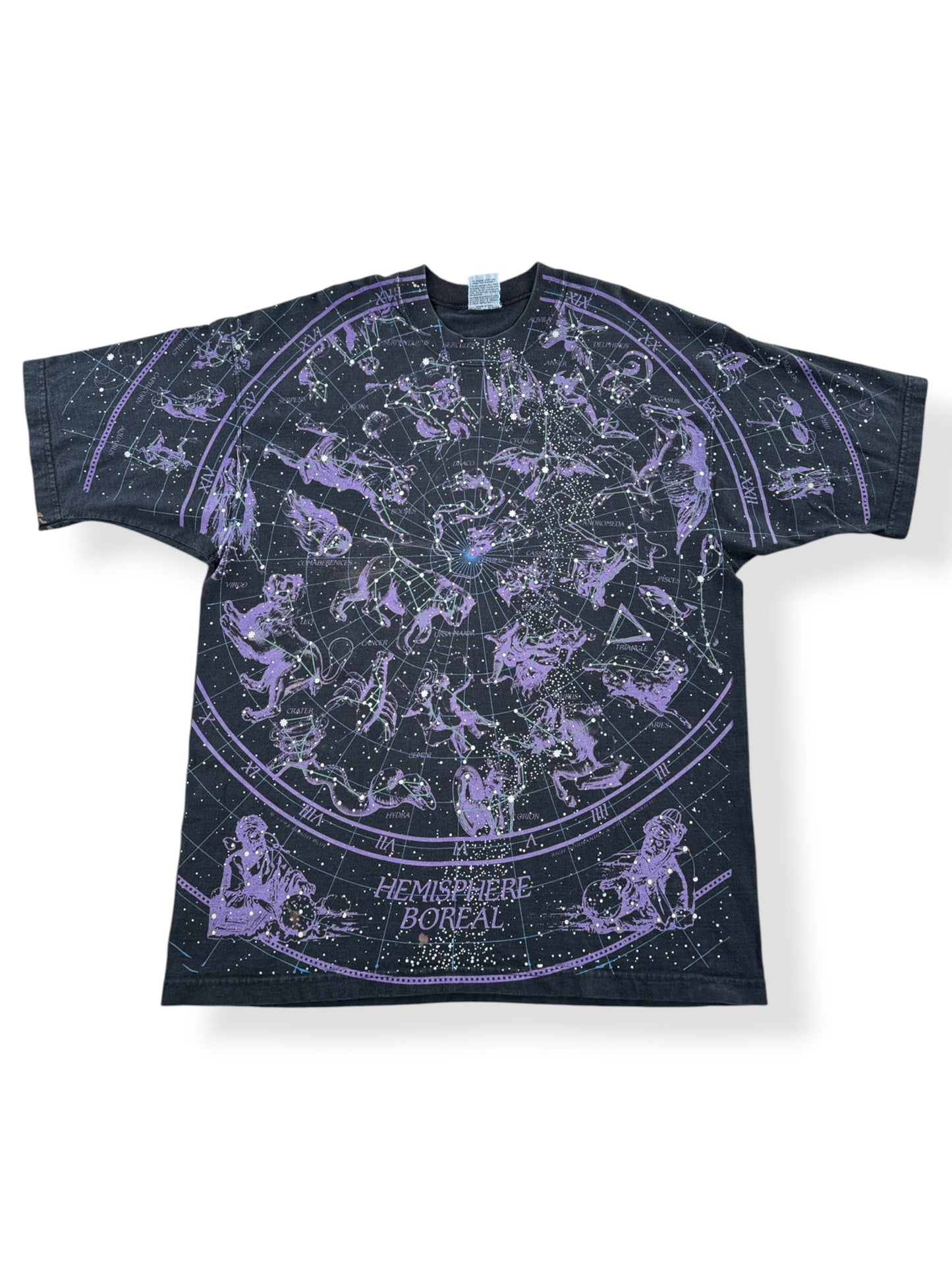 Front of Vintage Liquid Blue Constellations AOP Tee SZ XL