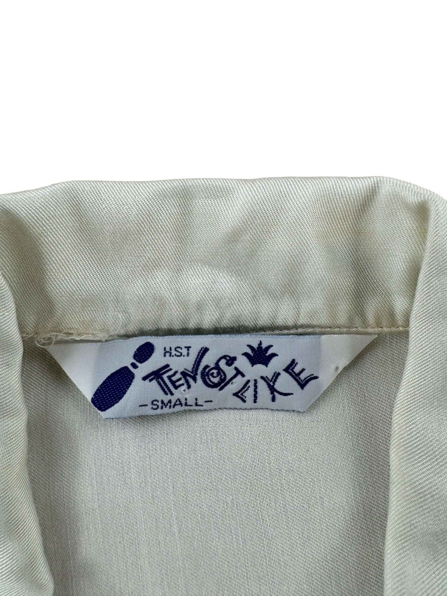 Tag on Vintage Rayon Chainstitched Roadrunner Bowling Shirt SZ S